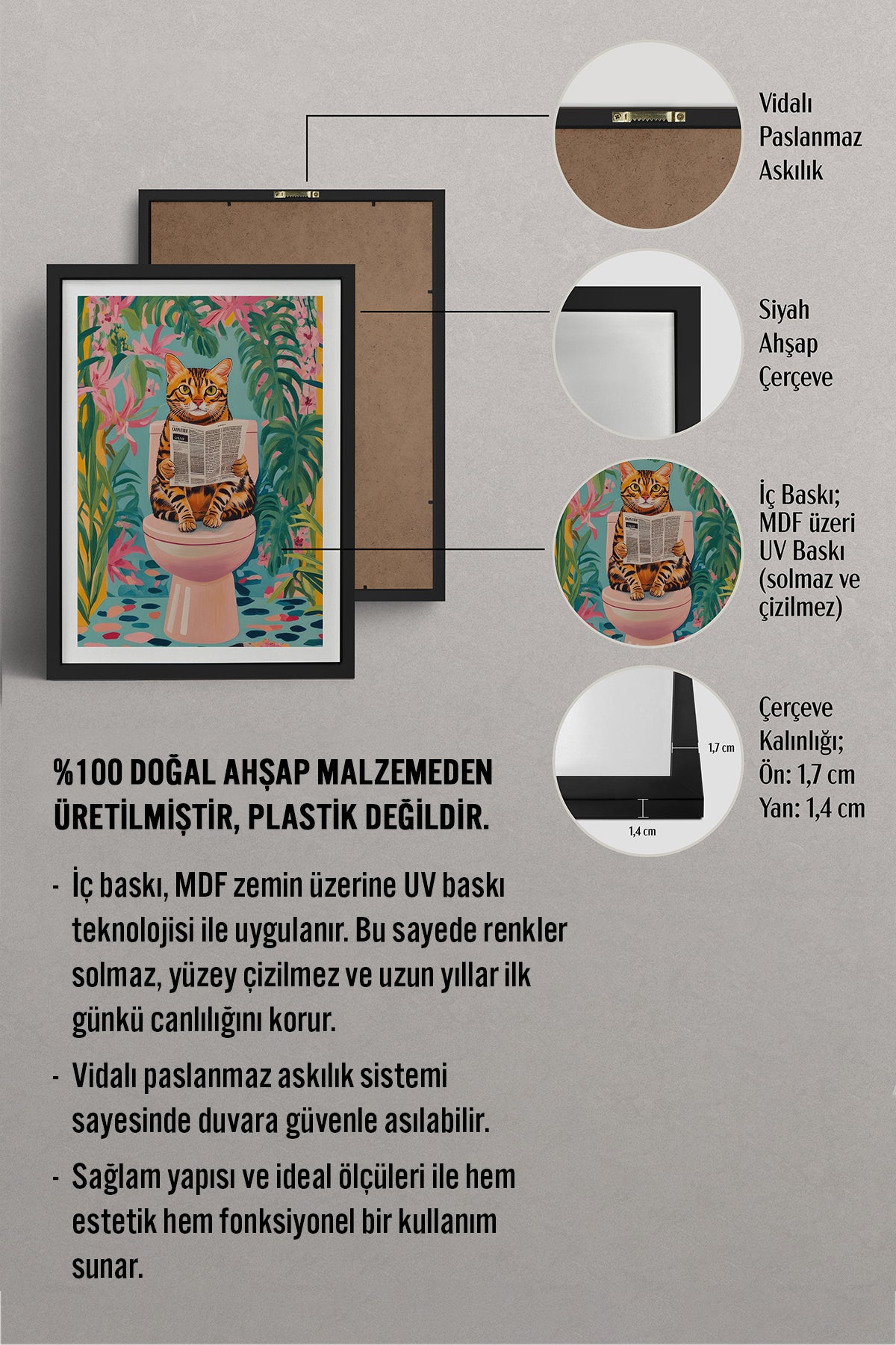 HOMEPACK Ahşap Çerçeveli Tablo Çerçeveli Poster Sanatsal Modern Duvar Dekoru TK-1045