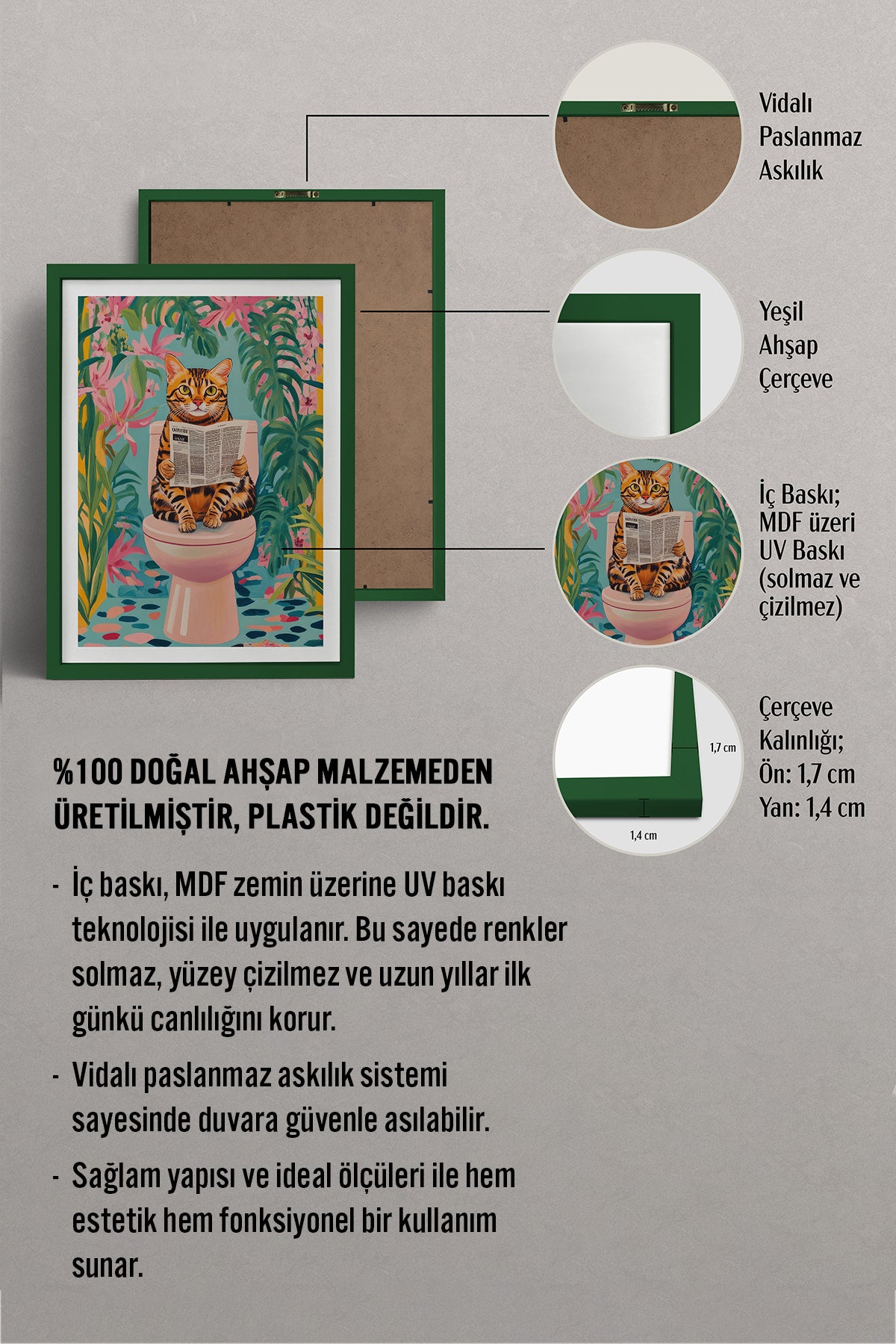 HOMEPACK Ahşap Çerçeveli Tablo Çerçeveli Poster Sanatsal Modern Duvar Dekoru TK-1045