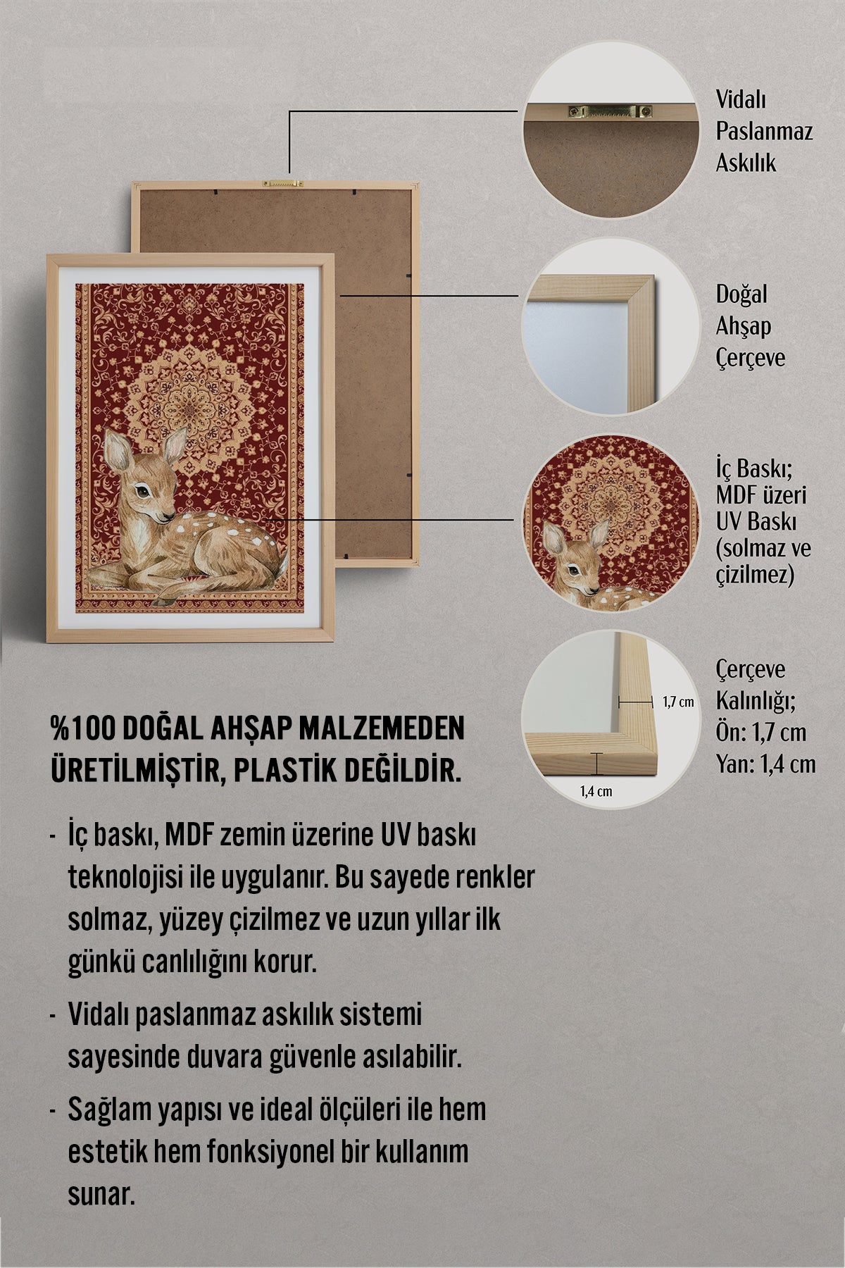 HOMEPACK Ahşap Çerçeveli Tablo Çerçeveli Poster Sanatsal Modern Duvar Dekoru TK-1047