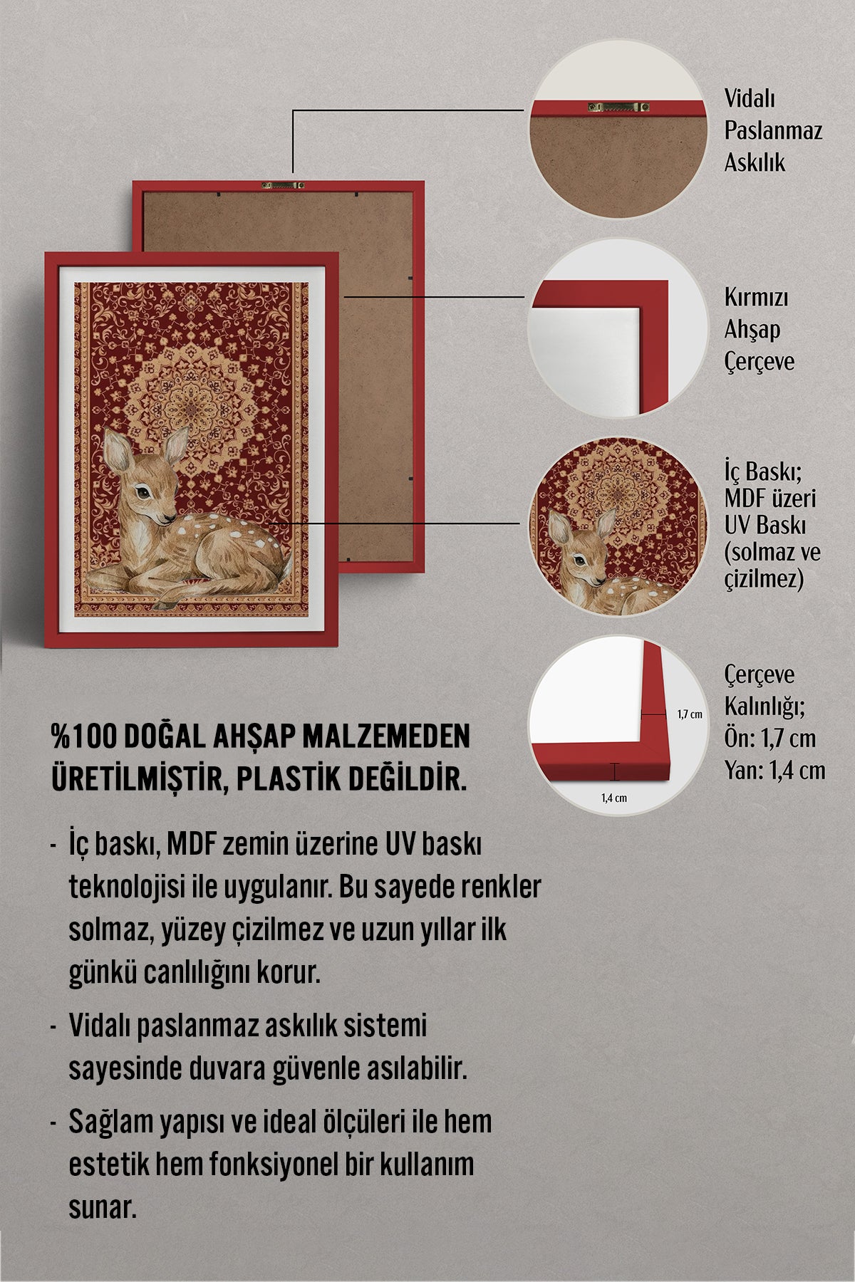 HOMEPACK Ahşap Çerçeveli Tablo Çerçeveli Poster Sanatsal Modern Duvar Dekoru TK-1047