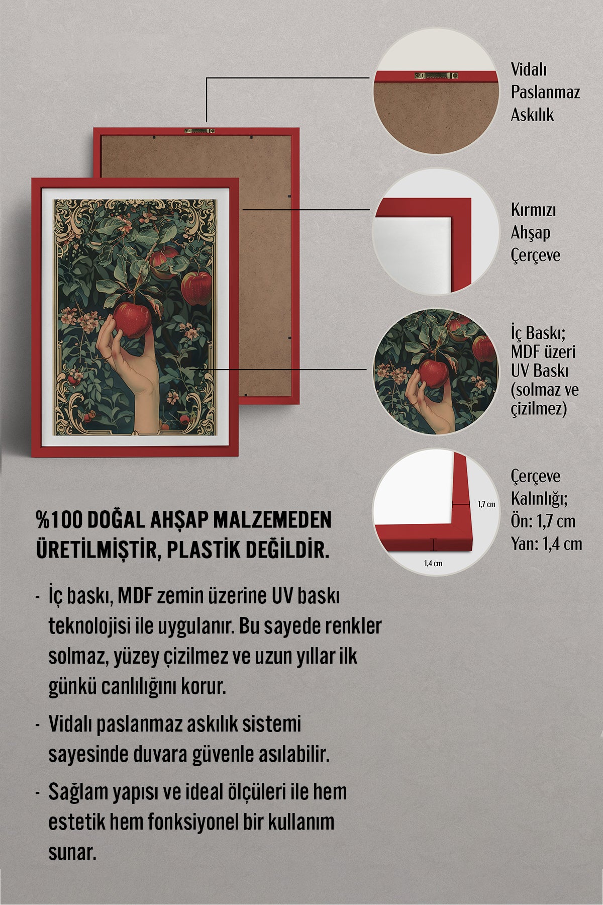 HOMEPACK Ahşap Çerçeveli Tablo Çerçeveli Poster Sanatsal Modern Duvar Dekoru TK-1048