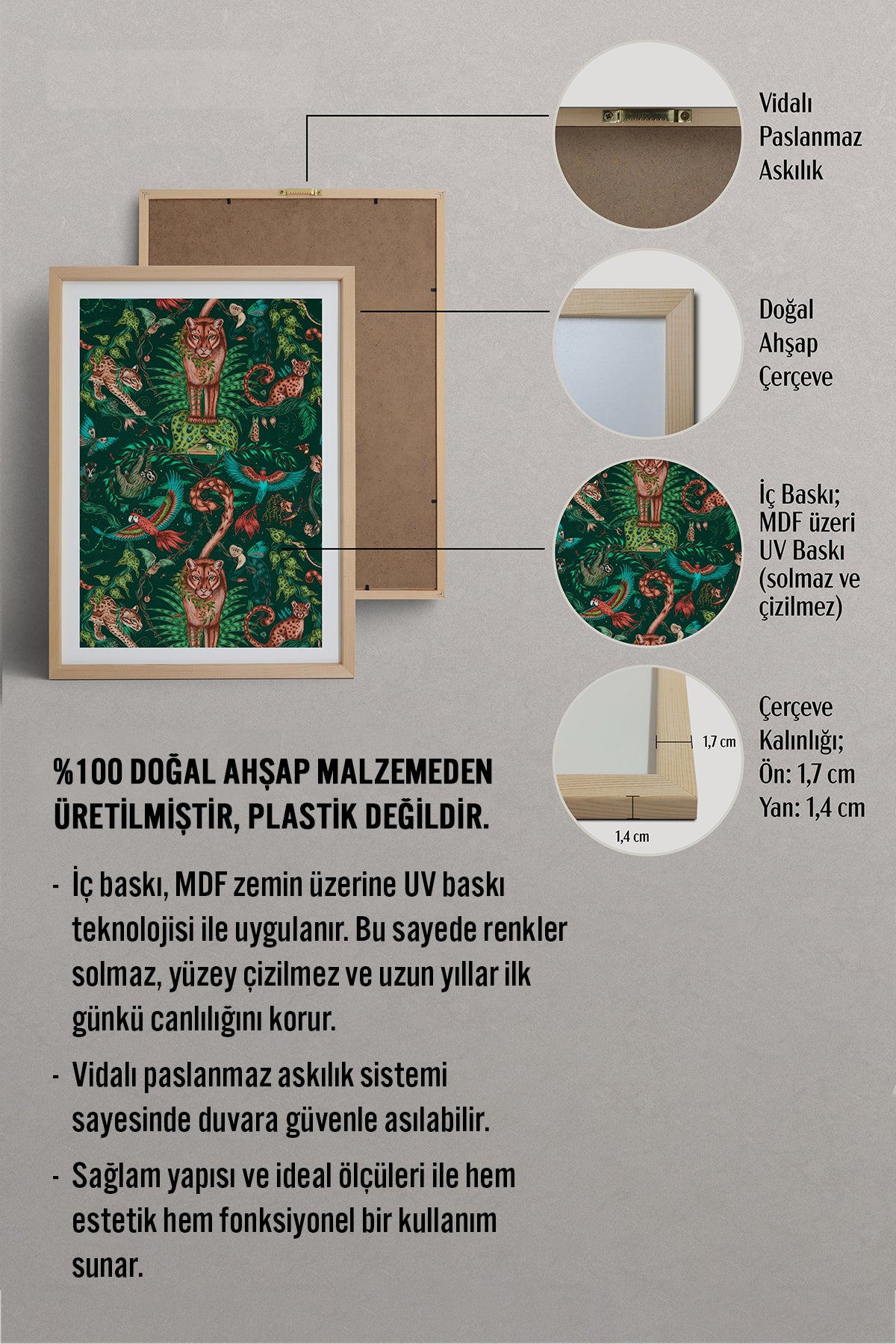 HOMEPACK Ahşap Çerçeveli Tablo Çerçeveli Poster Sanatsal Modern Duvar Dekoru TK-1050