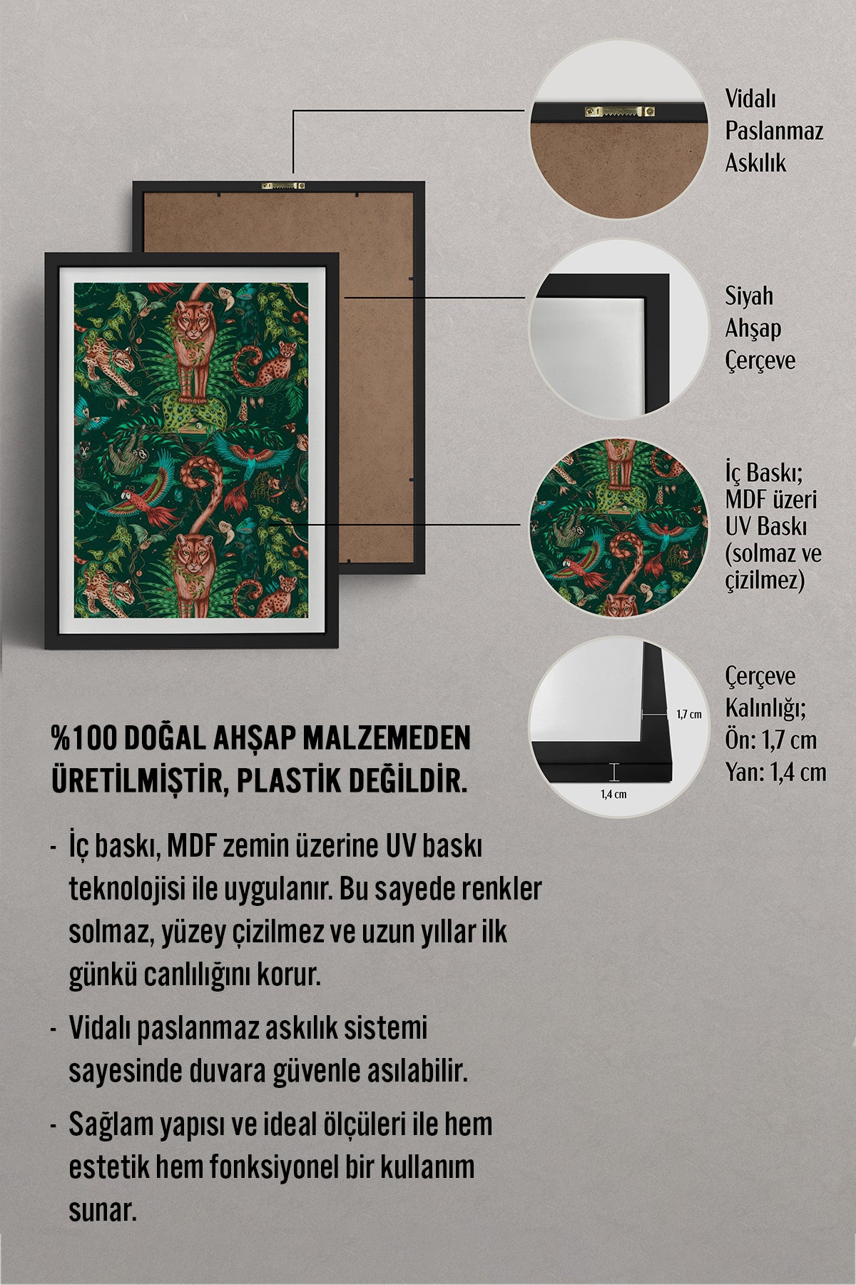 HOMEPACK Ahşap Çerçeveli Tablo Çerçeveli Poster Sanatsal Modern Duvar Dekoru TK-1050