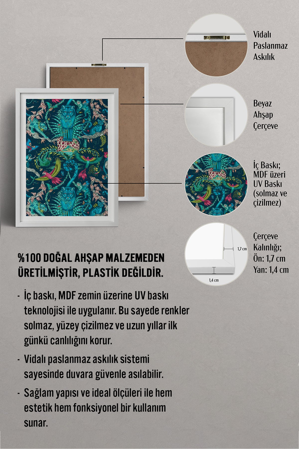 HOMEPACK Ahşap Çerçeveli Tablo Çerçeveli Poster Sanatsal Modern Duvar Dekoru TK-1051
