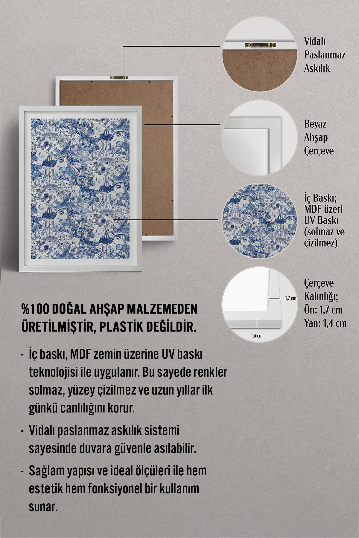 HOMEPACK Ahşap Çerçeveli Tablo Çerçeveli Poster Sanatsal Modern Duvar Dekoru TK-1053