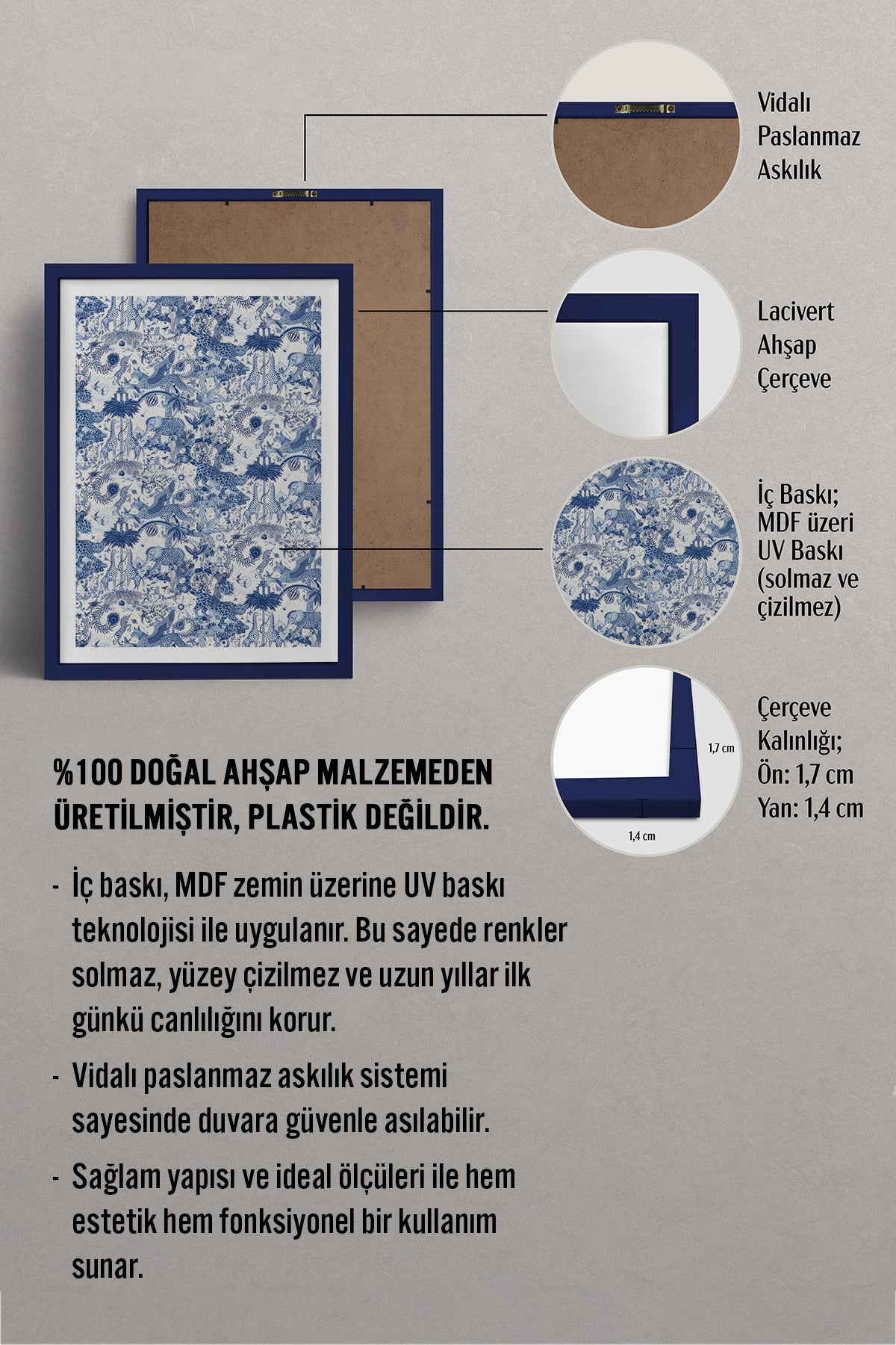 HOMEPACK Ahşap Çerçeveli Tablo Çerçeveli Poster Sanatsal Modern Duvar Dekoru TK-1053