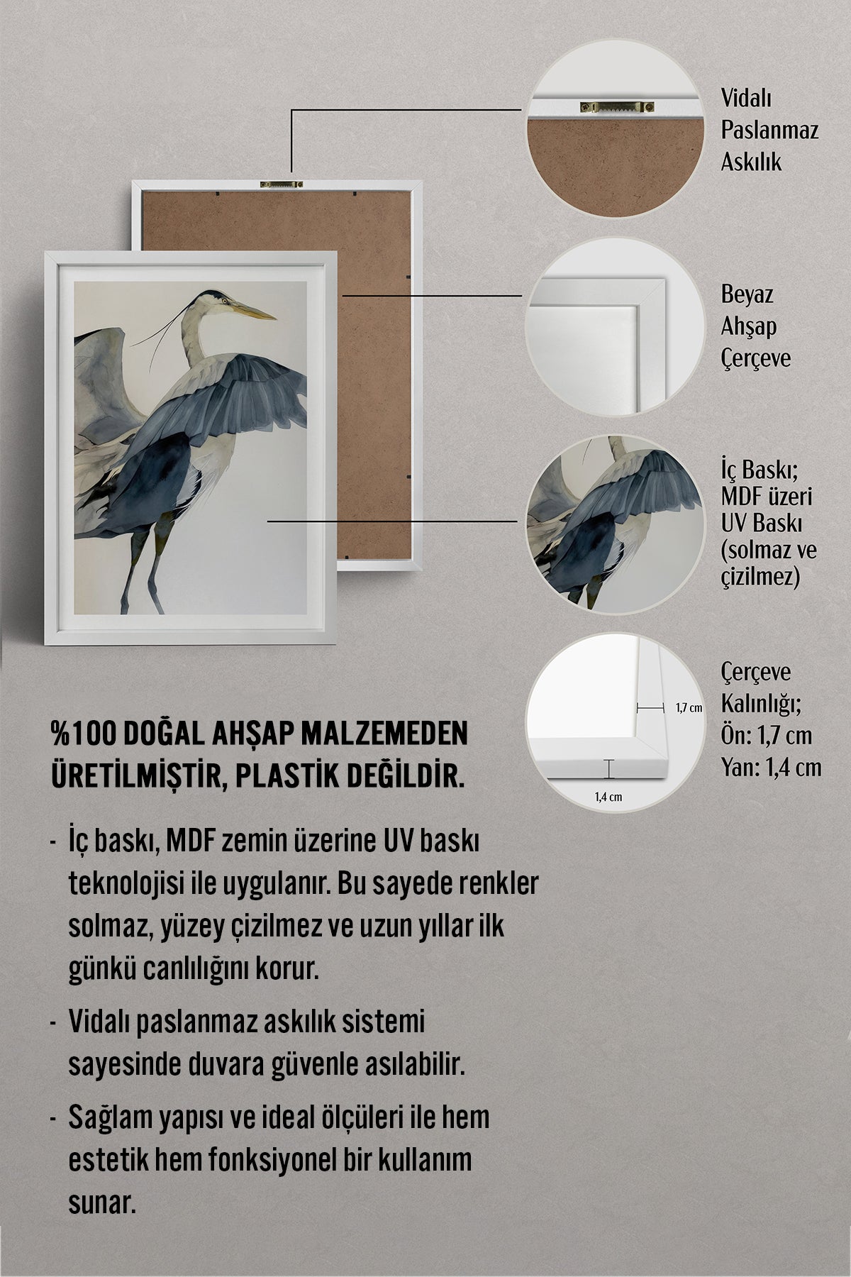 HOMEPACK Ahşap Çerçeveli Tablo Çerçeveli Poster Sanatsal Modern Duvar Dekoru TK-1056