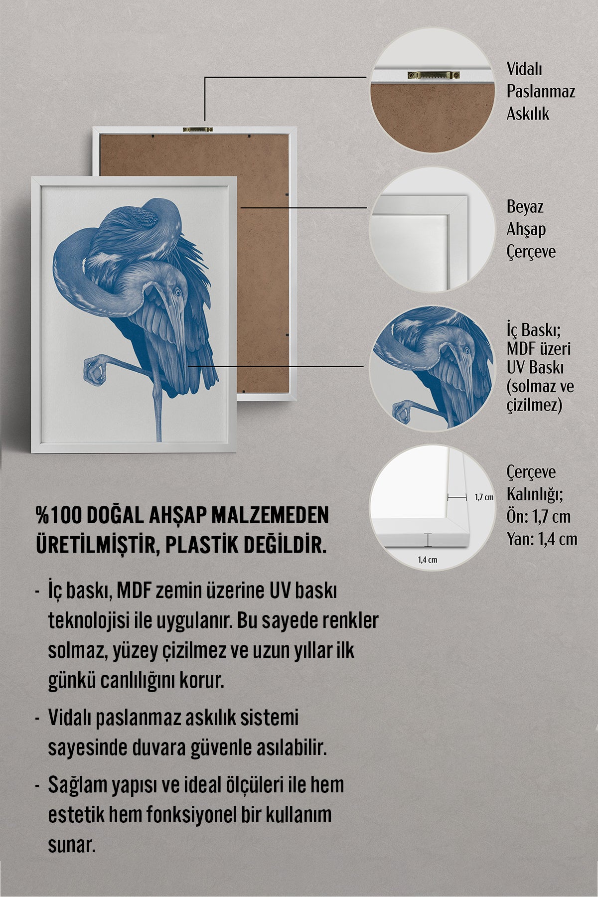 HOMEPACK Ahşap Çerçeveli Tablo Çerçeveli Poster Sanatsal Modern Duvar Dekoru TK-1057