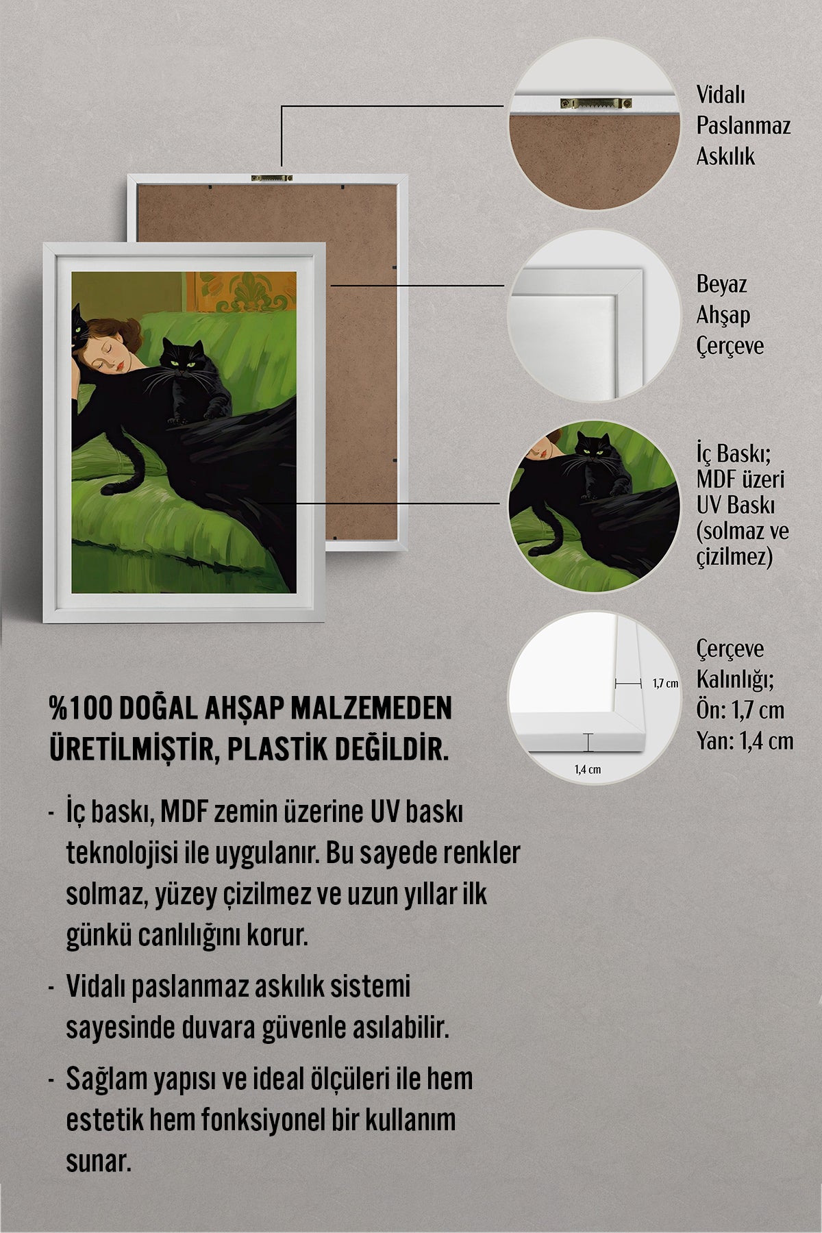HOMEPACK Ahşap Çerçeveli Tablo Çerçeveli Poster Sanatsal Modern Duvar Dekoru TK-1058