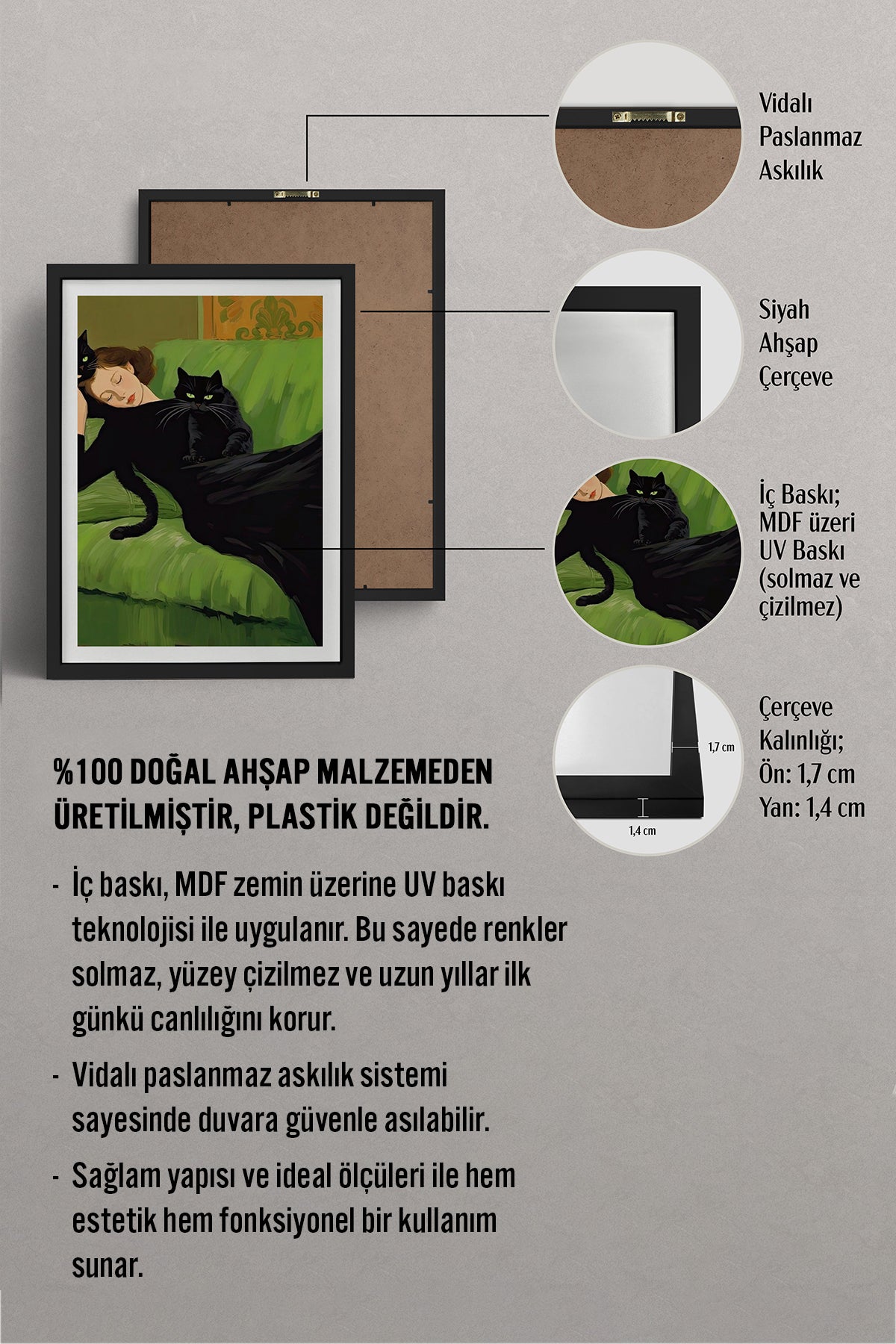 HOMEPACK Ahşap Çerçeveli Tablo Çerçeveli Poster Sanatsal Modern Duvar Dekoru TK-1058