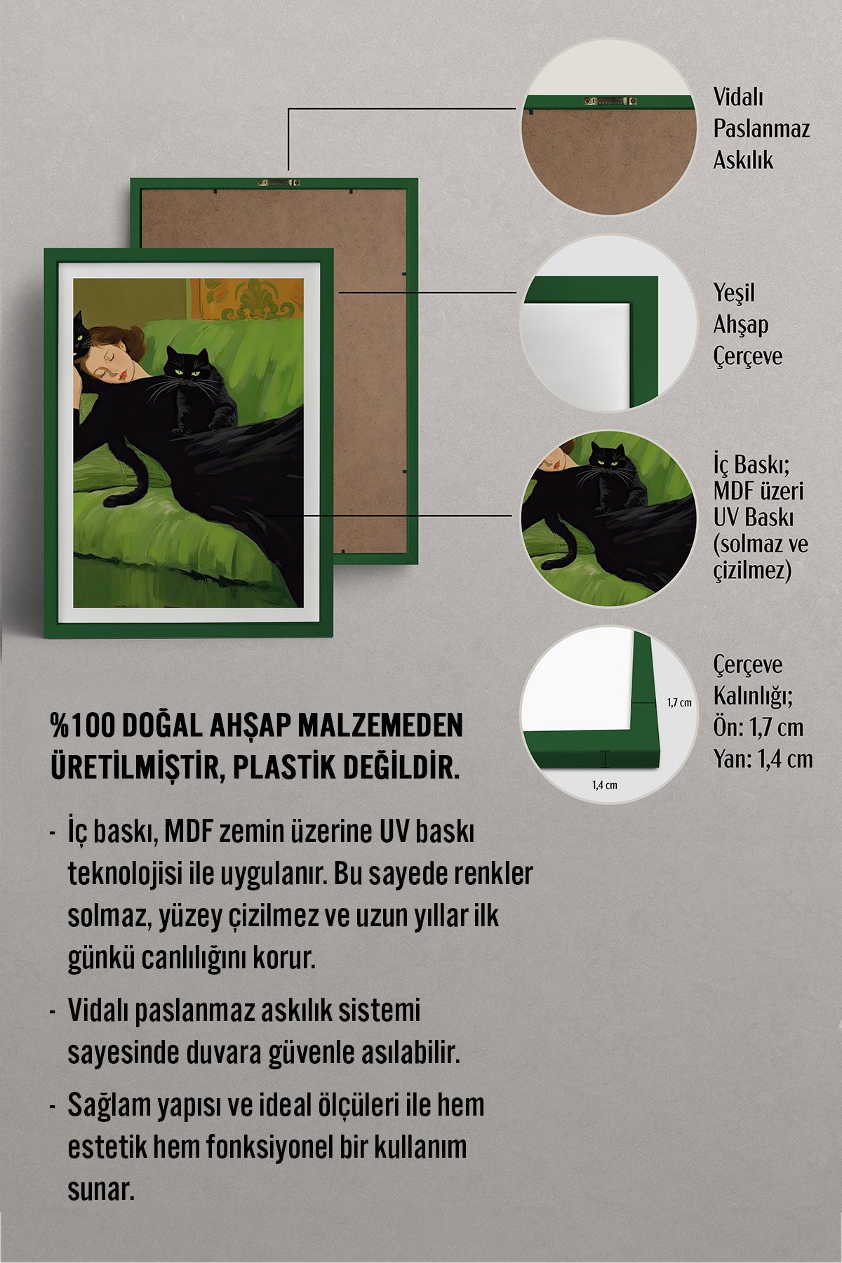 HOMEPACK Ahşap Çerçeveli Tablo Çerçeveli Poster Sanatsal Modern Duvar Dekoru TK-1058