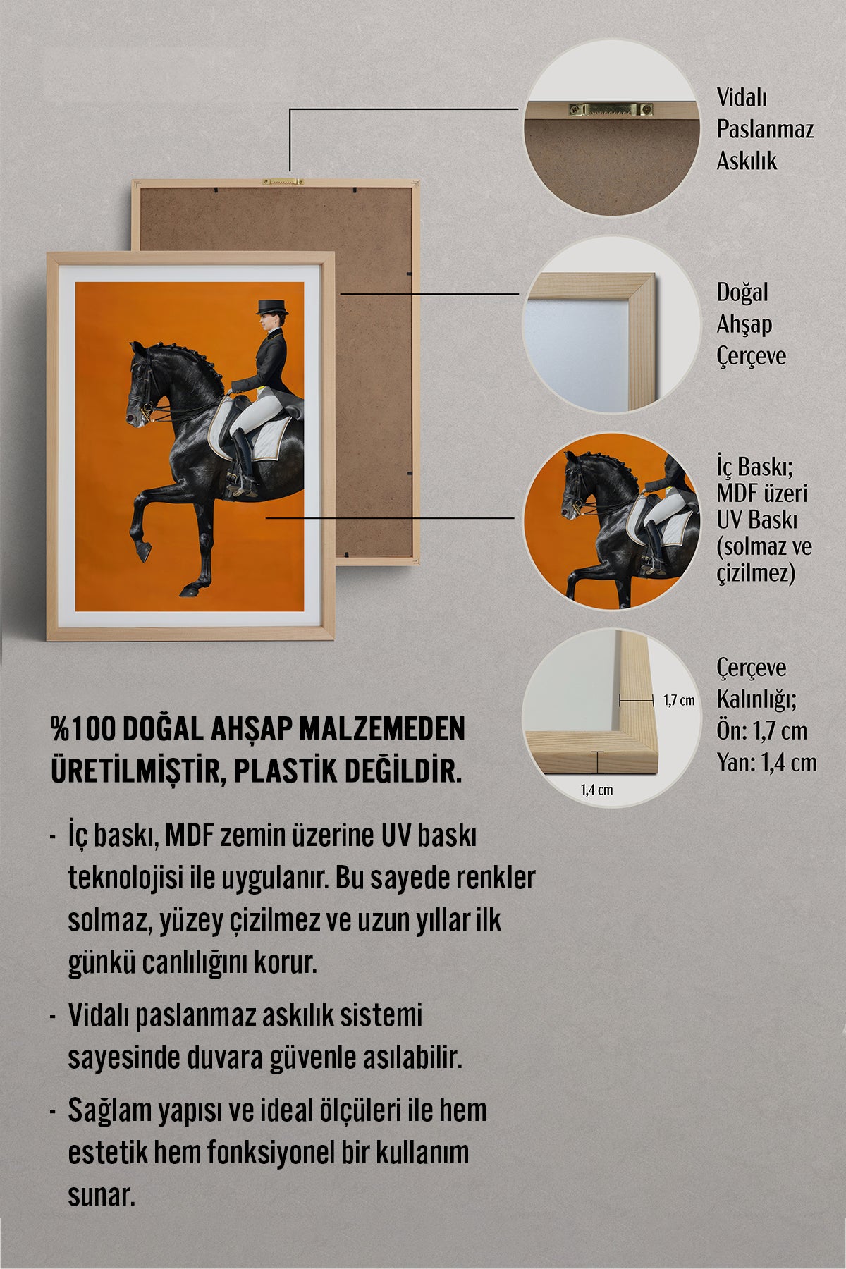 HOMEPACK Ahşap Çerçeveli Tablo Çerçeveli Poster Sanatsal Modern Duvar Dekoru TK-1061
