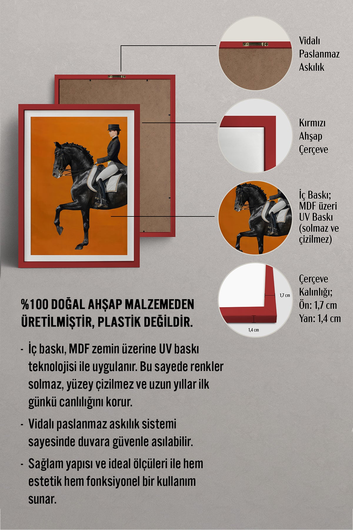 HOMEPACK Ahşap Çerçeveli Tablo Çerçeveli Poster Sanatsal Modern Duvar Dekoru TK-1061