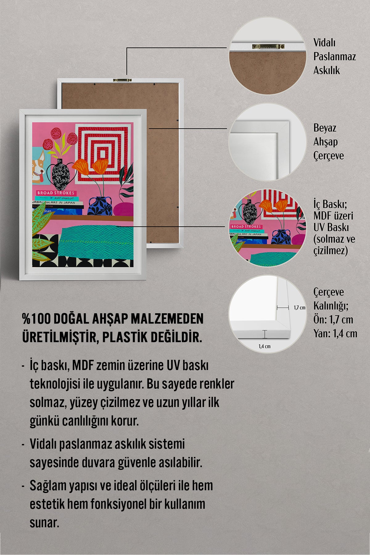 HOMEPACK Ahşap Çerçeveli Tablo Çerçeveli Poster Sanatsal Modern Duvar Dekoru TK-1062