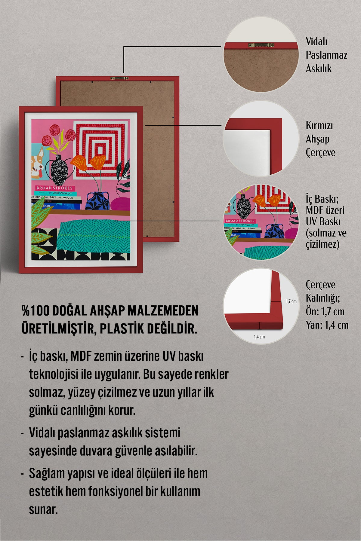 HOMEPACK Ahşap Çerçeveli Tablo Çerçeveli Poster Sanatsal Modern Duvar Dekoru TK-1062