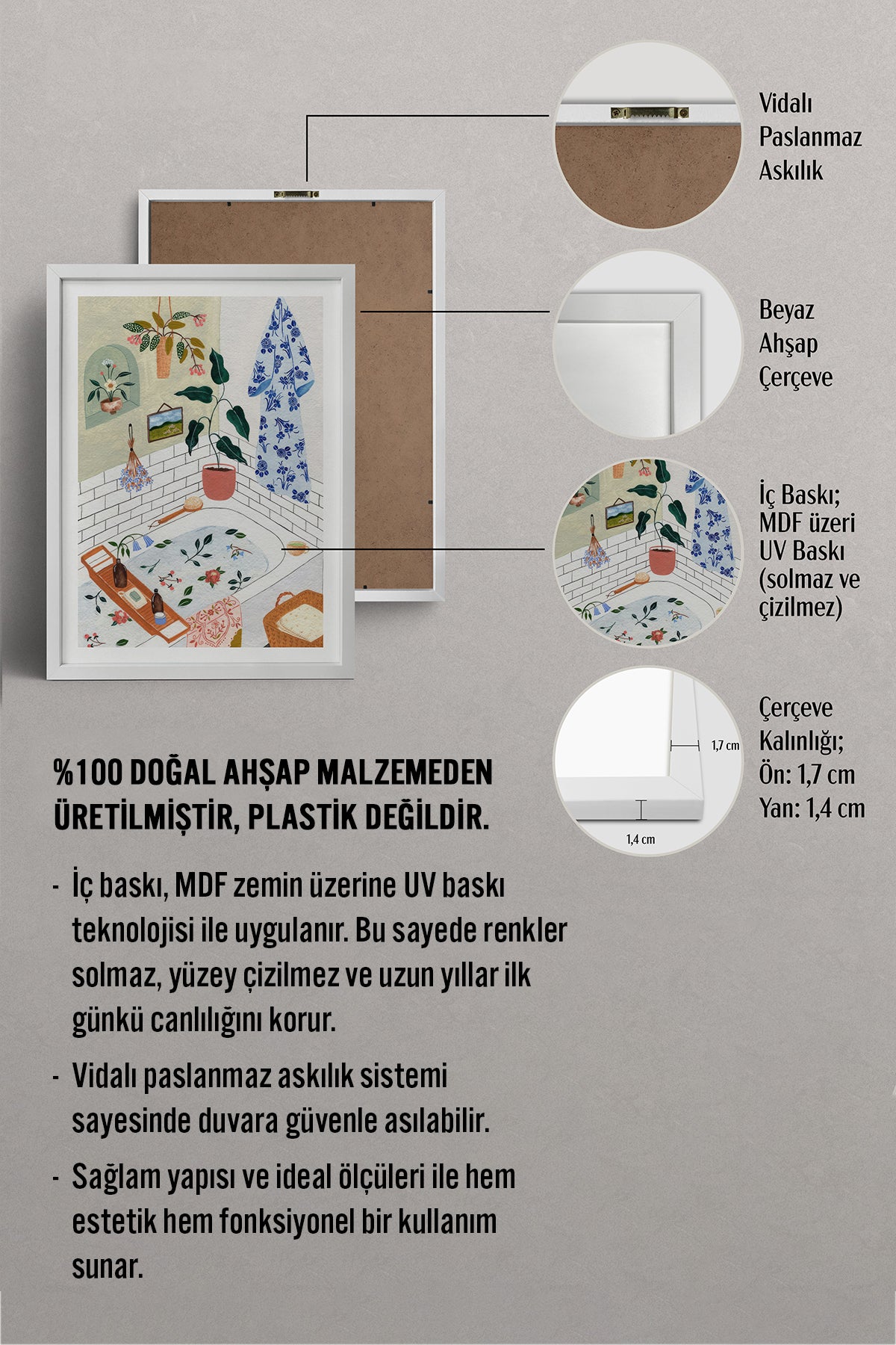 HOMEPACK Ahşap Çerçeveli Tablo Çerçeveli Poster Sanatsal Modern Duvar Dekoru TK-1063