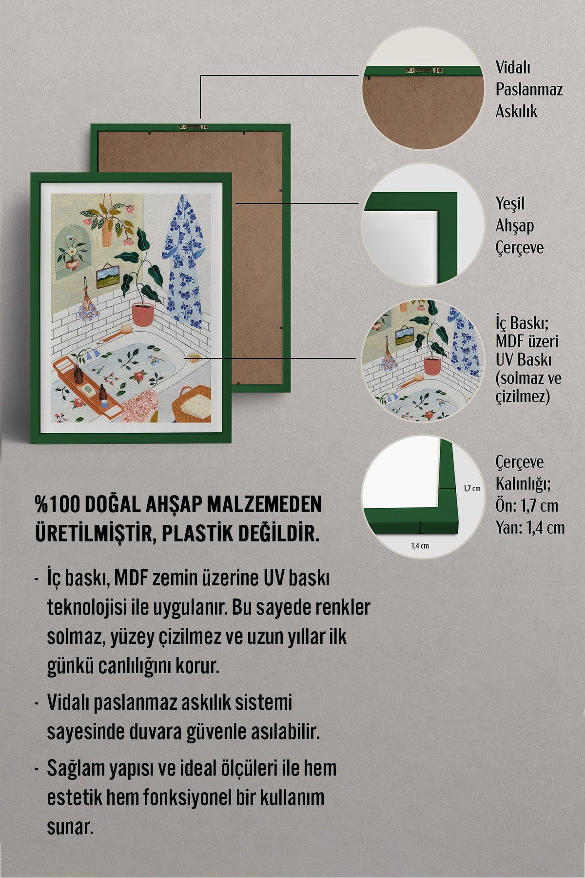 HOMEPACK Ahşap Çerçeveli Tablo Çerçeveli Poster Sanatsal Modern Duvar Dekoru TK-1063