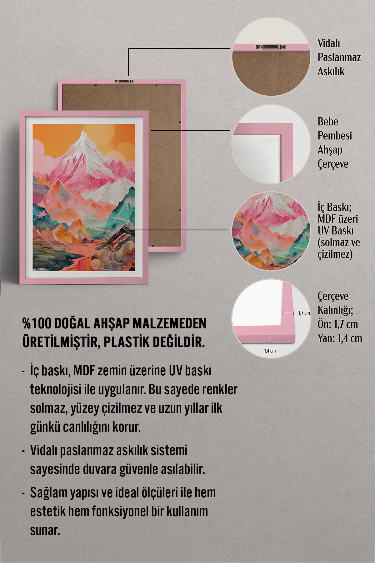 HOMEPACK Ahşap Çerçeveli Tablo Çerçeveli Poster Sanatsal Modern Duvar Dekoru TK-1065