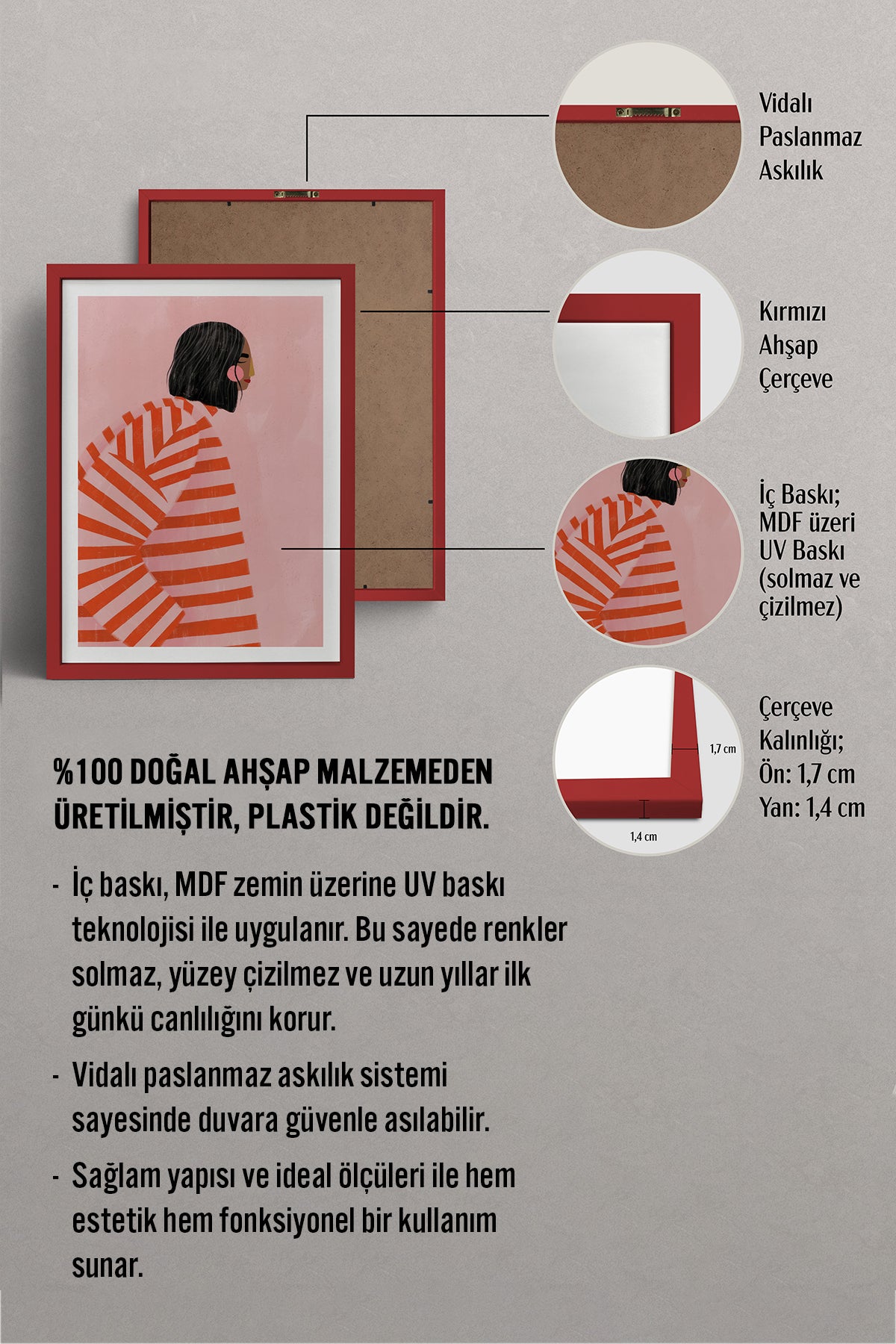 HOMEPACK Ahşap Çerçeveli Tablo Çerçeveli Poster Sanatsal Modern Duvar Dekoru TK-1068