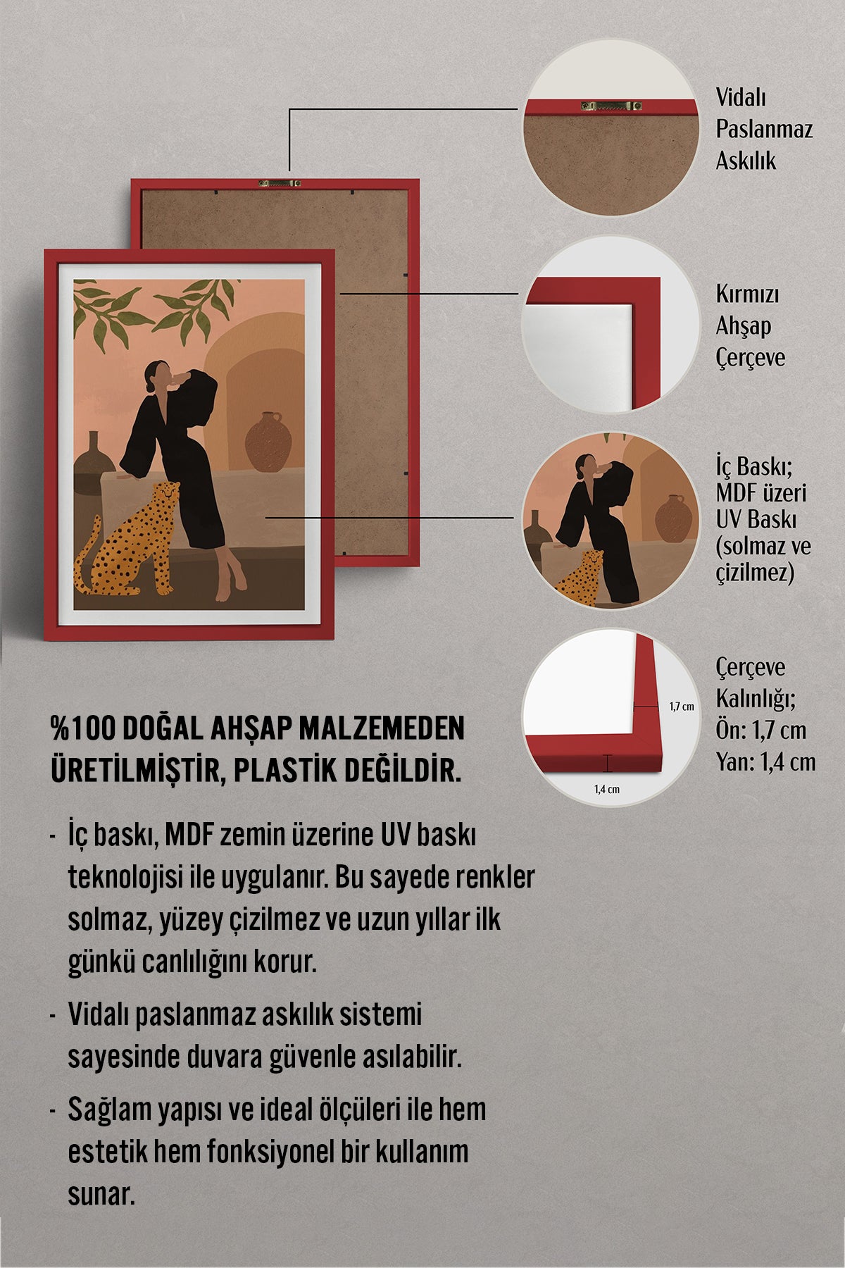 HOMEPACK Ahşap Çerçeveli Tablo Çerçeveli Poster Sanatsal Modern Duvar Dekoru TK-1070