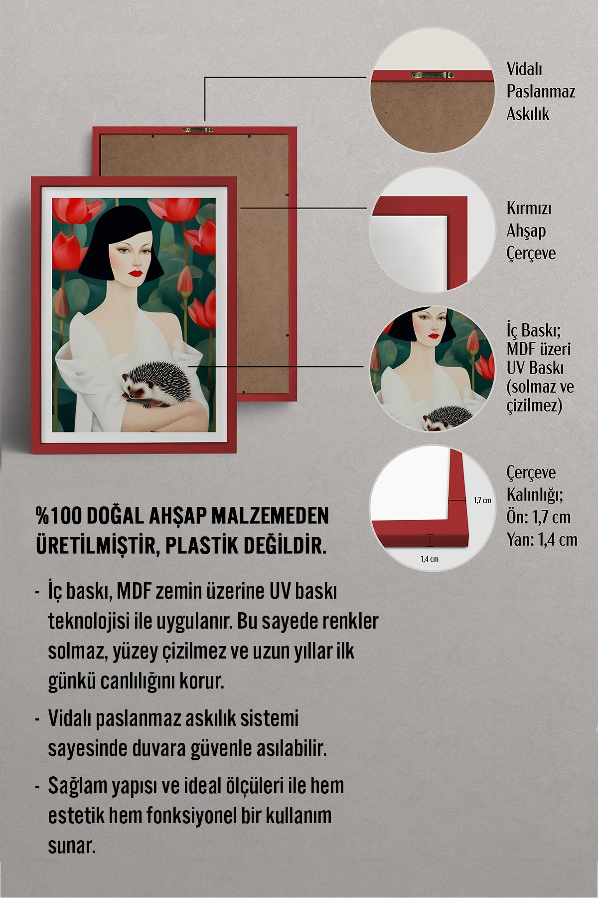 HOMEPACK Ahşap Çerçeveli Tablo Çerçeveli Poster Sanatsal Modern Duvar Dekoru TK-1071