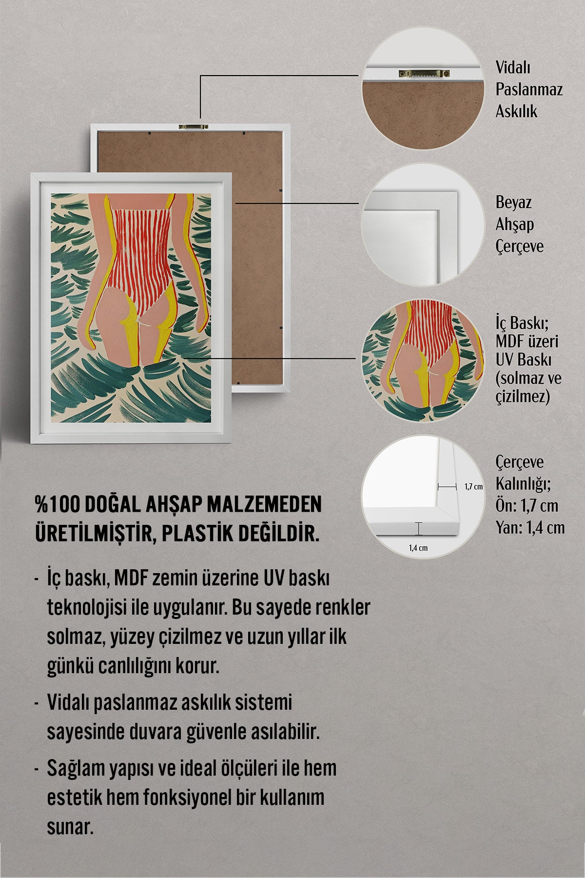 HOMEPACK Ahşap Çerçeveli Tablo Çerçeveli Poster Sanatsal Modern Duvar Dekoru TK-1072