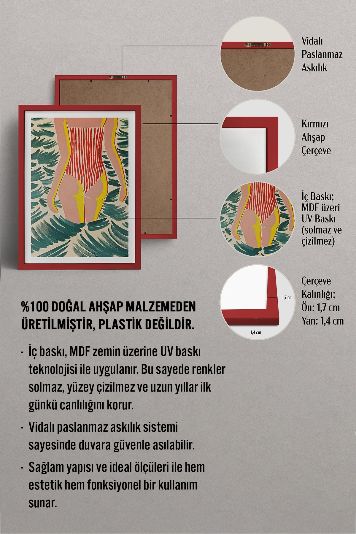 HOMEPACK Ahşap Çerçeveli Tablo Çerçeveli Poster Sanatsal Modern Duvar Dekoru TK-1072