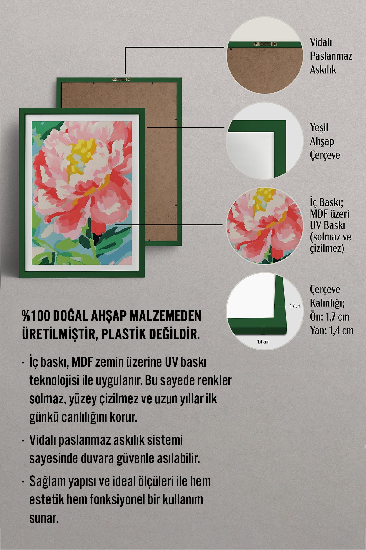HOMEPACK Ahşap Çerçeveli Tablo Çerçeveli Poster Sanatsal Modern Duvar Dekoru TK-1074