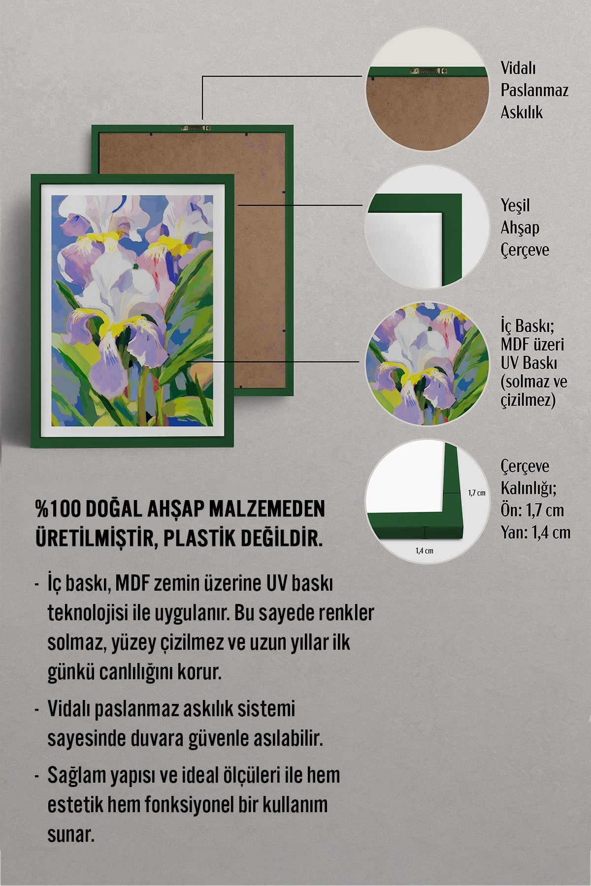 HOMEPACK Ahşap Çerçeveli Tablo Çerçeveli Poster Sanatsal Modern Duvar Dekoru TK-1076