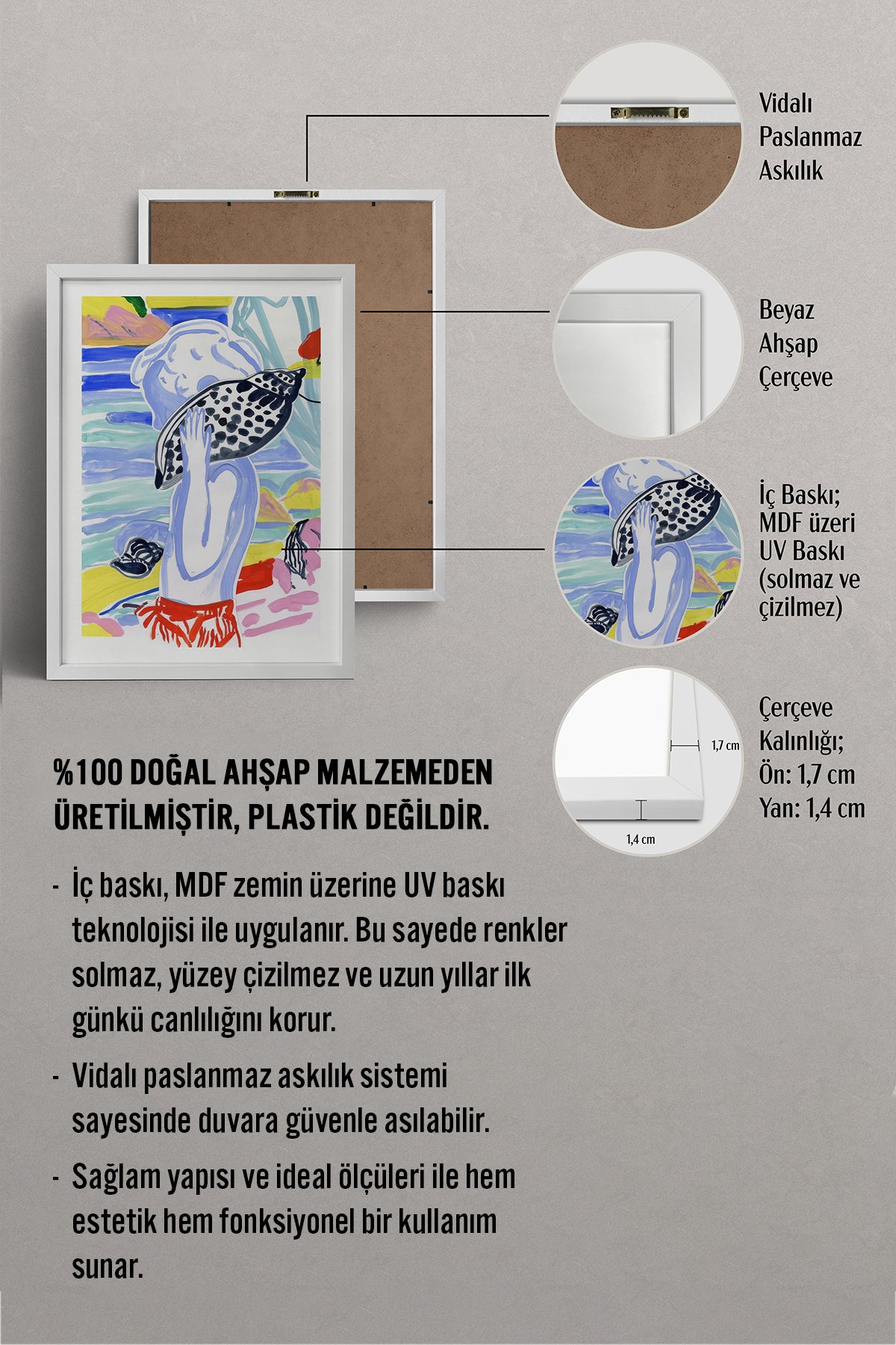 HOMEPACK Ahşap Çerçeveli Tablo Çerçeveli Poster Sanatsal Modern Duvar Dekoru TK-1077