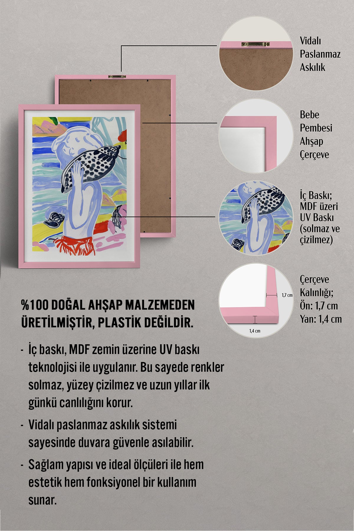 HOMEPACK Ahşap Çerçeveli Tablo Çerçeveli Poster Sanatsal Modern Duvar Dekoru TK-1077