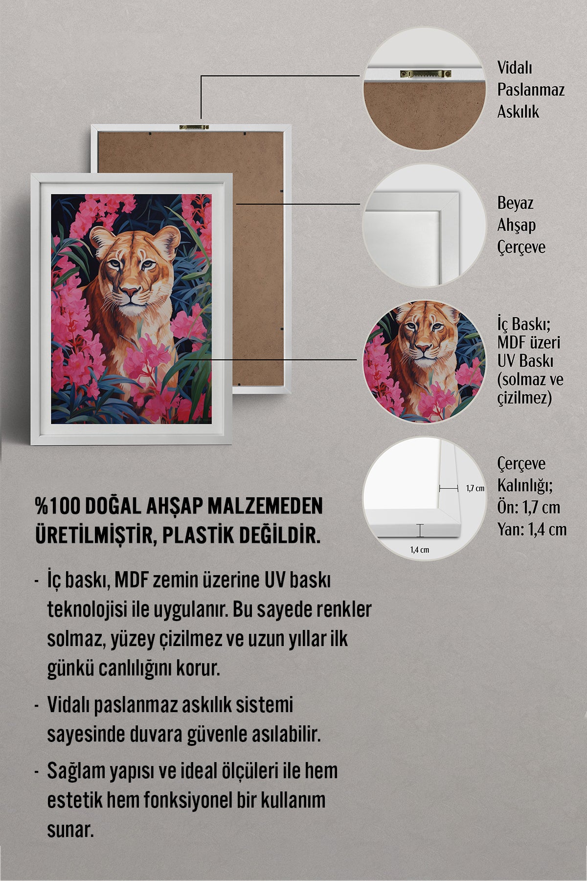 HOMEPACK Ahşap Çerçeveli Tablo Çerçeveli Poster Sanatsal Modern Duvar Dekoru TK-1079