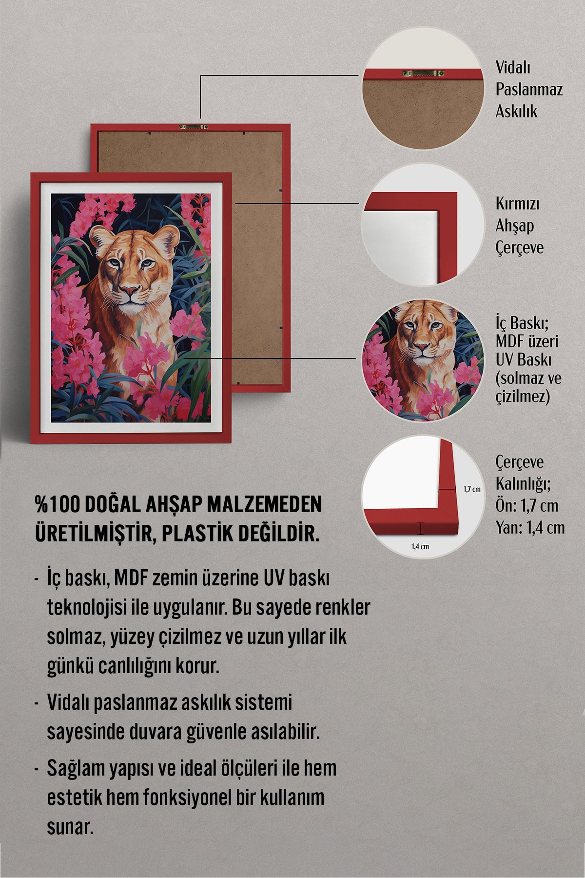 HOMEPACK Ahşap Çerçeveli Tablo Çerçeveli Poster Sanatsal Modern Duvar Dekoru TK-1079