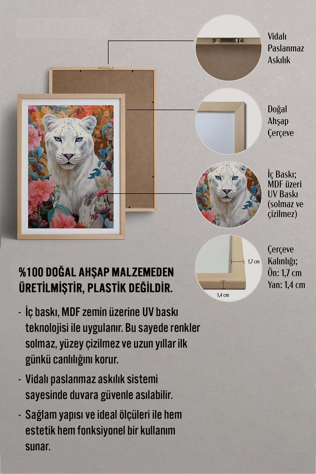HOMEPACK Ahşap Çerçeveli Tablo Çerçeveli Poster Sanatsal Modern Duvar Dekoru TK-1080