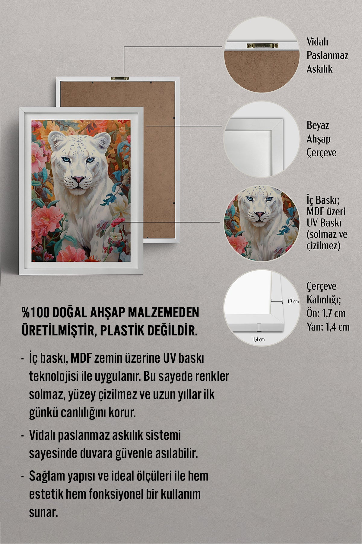 HOMEPACK Ahşap Çerçeveli Tablo Çerçeveli Poster Sanatsal Modern Duvar Dekoru TK-1080
