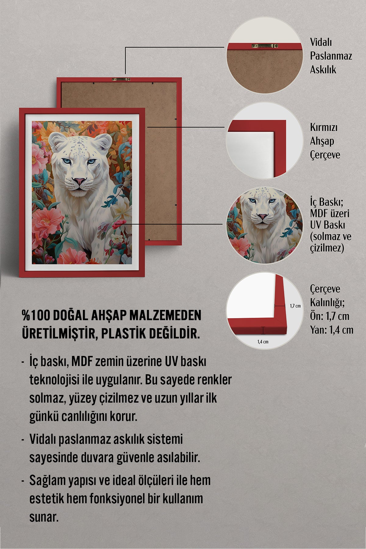 HOMEPACK Ahşap Çerçeveli Tablo Çerçeveli Poster Sanatsal Modern Duvar Dekoru TK-1080