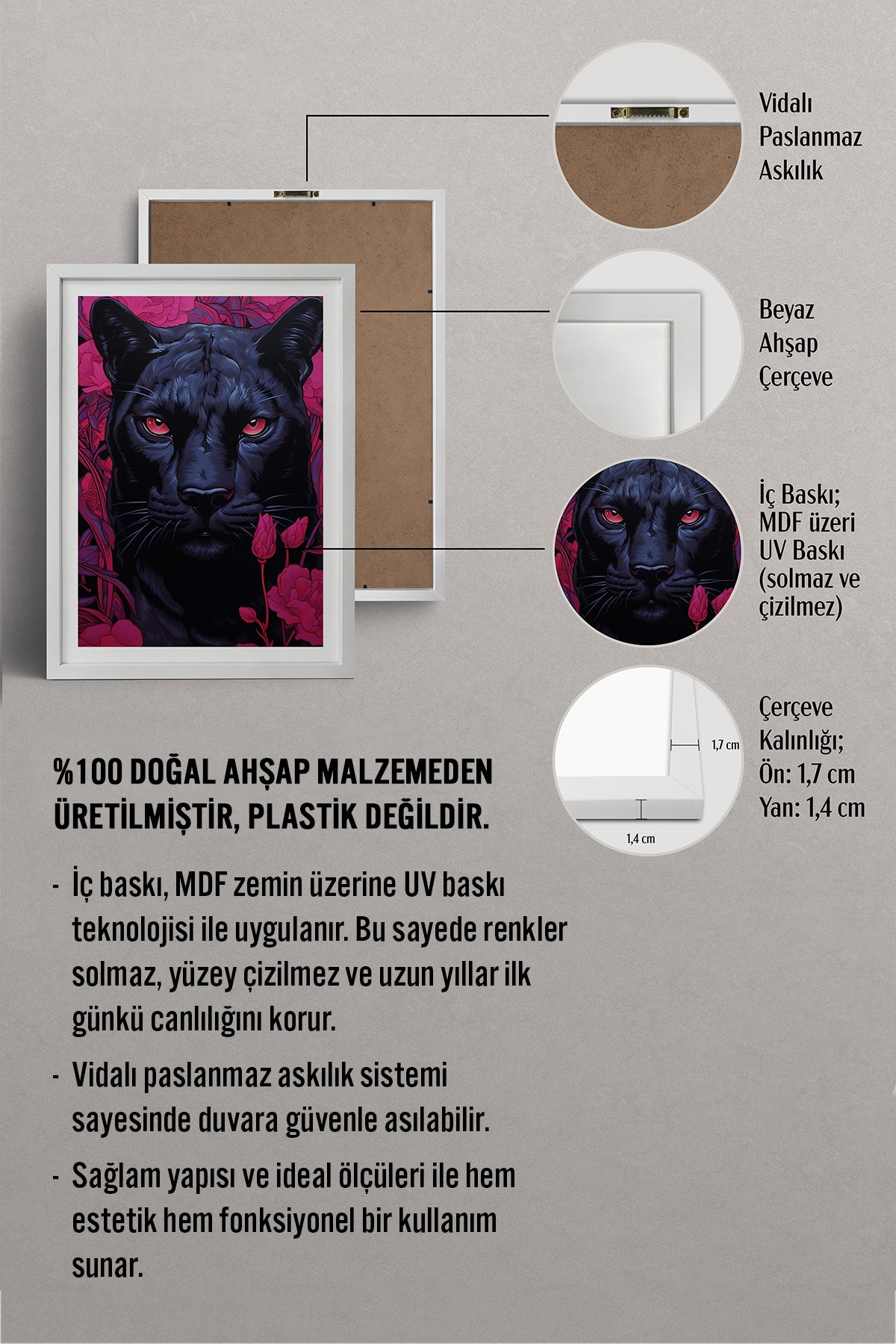 HOMEPACK Ahşap Çerçeveli Tablo Çerçeveli Poster Sanatsal Modern Duvar Dekoru TK-1081