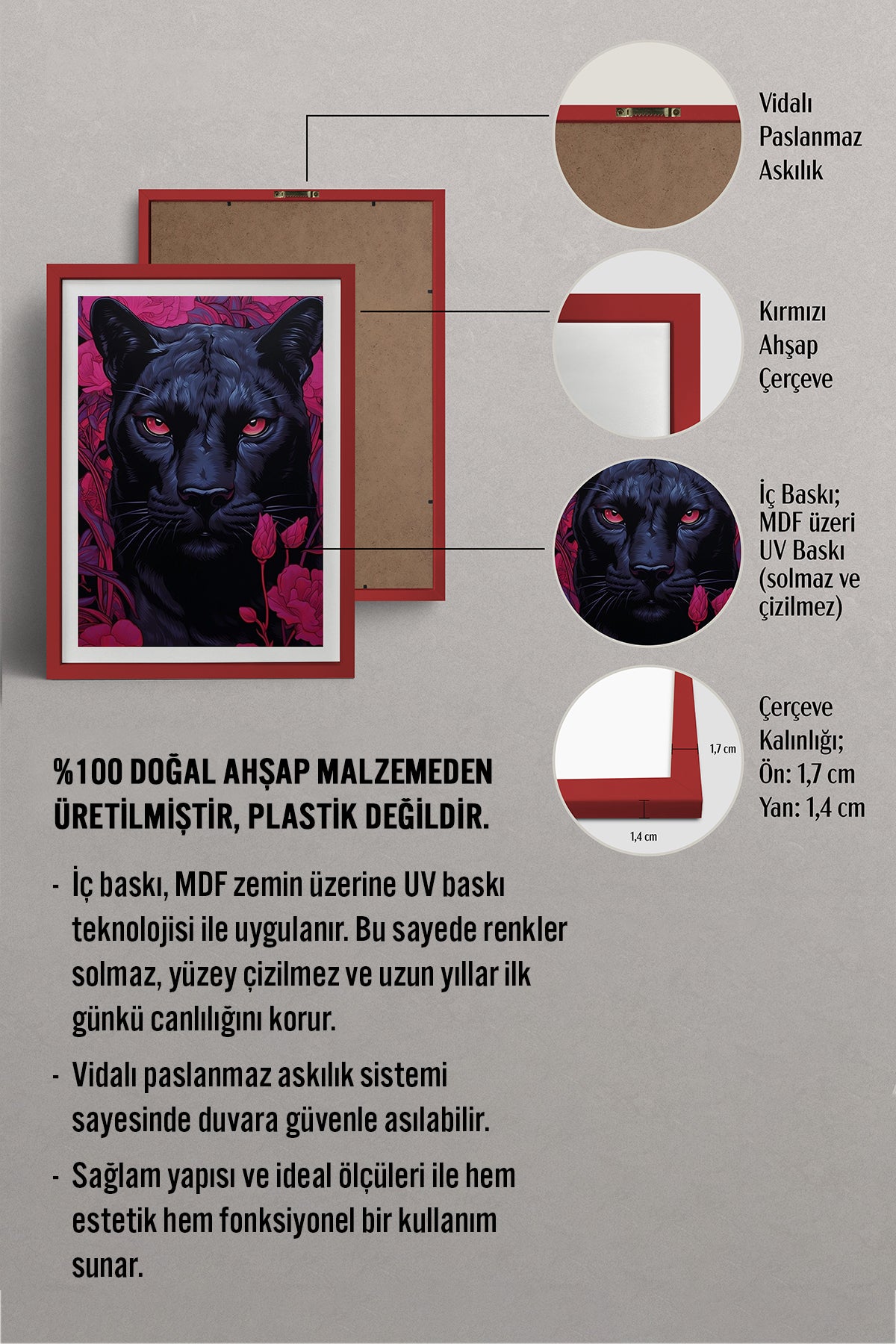 HOMEPACK Ahşap Çerçeveli Tablo Çerçeveli Poster Sanatsal Modern Duvar Dekoru TK-1081