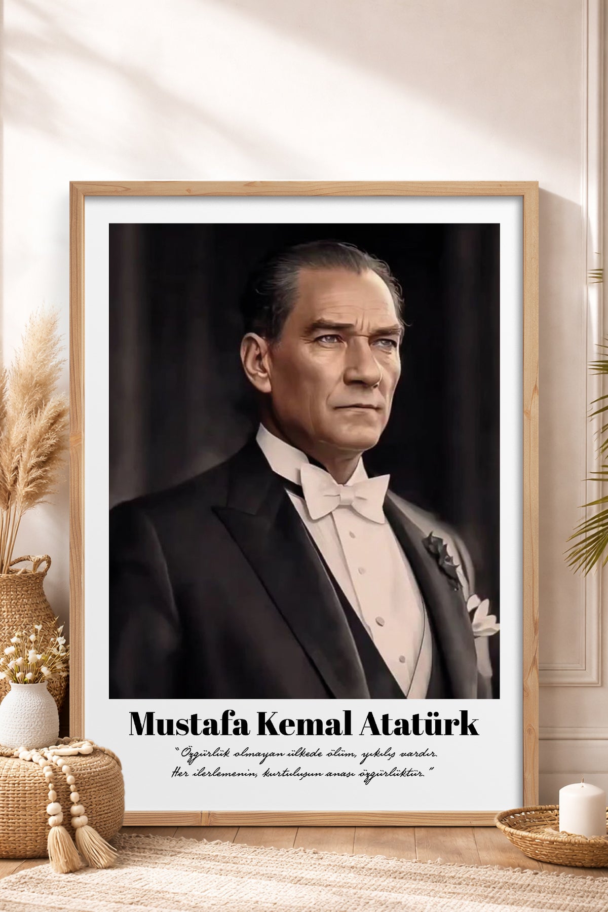 HOMEPACK Ahşap Çerçeveli Tablo Çerçeveli Poster Sanatsal Modern Duvar Dekoru TK-10813