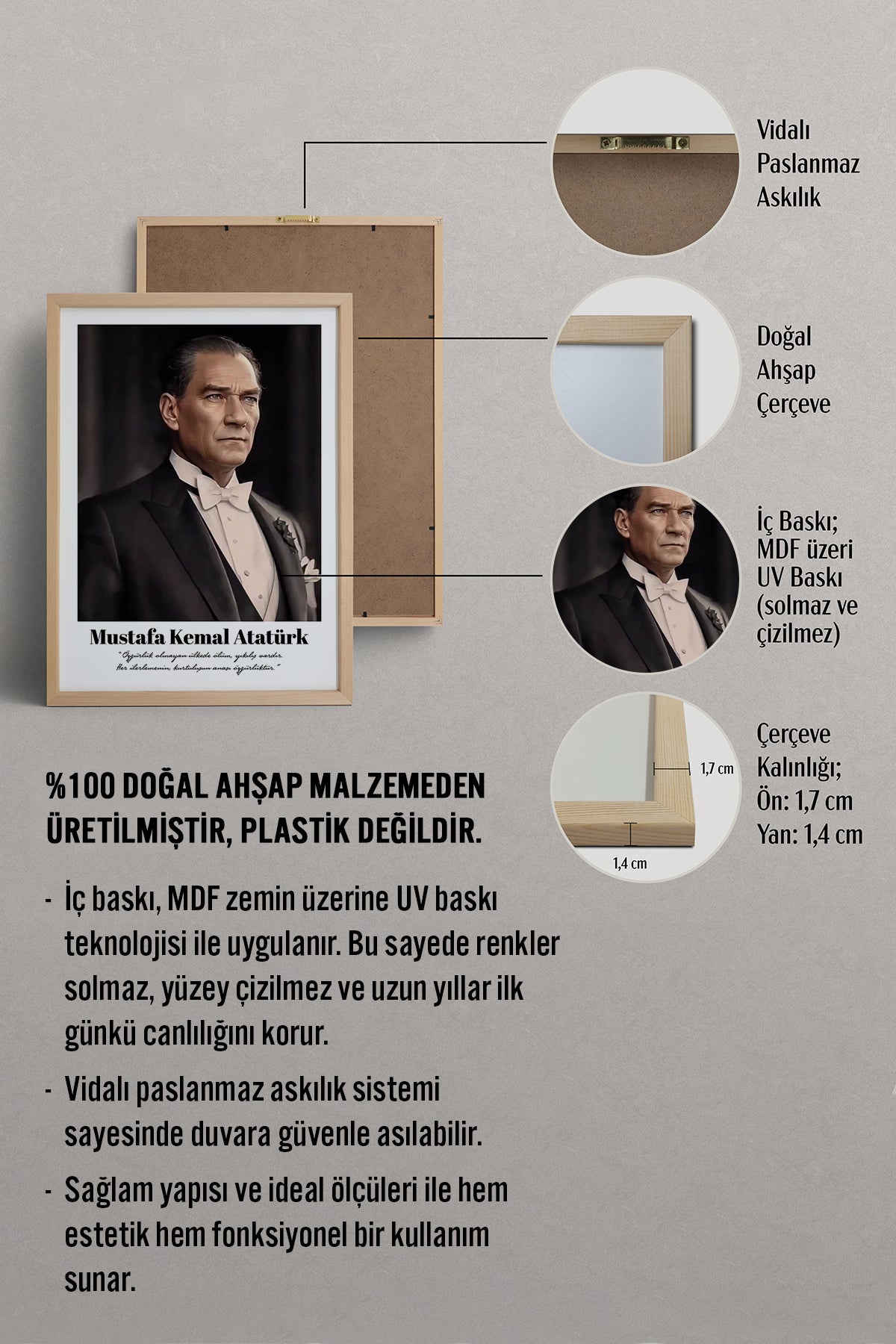 HOMEPACK Ahşap Çerçeveli Tablo Çerçeveli Poster Sanatsal Modern Duvar Dekoru TK-10813
