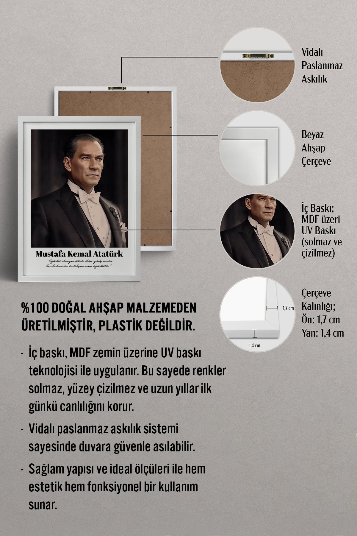 HOMEPACK Ahşap Çerçeveli Tablo Çerçeveli Poster Sanatsal Modern Duvar Dekoru TK-10813