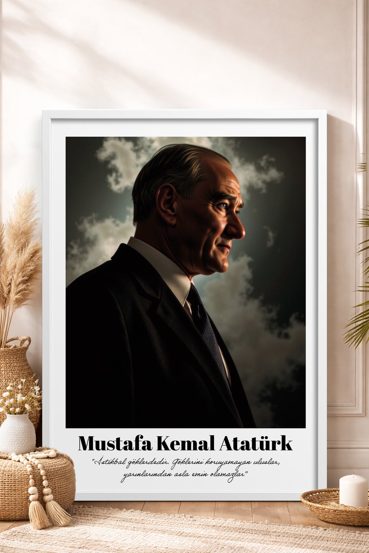 HOMEPACK Ahşap Çerçeveli Tablo Çerçeveli Poster Sanatsal Modern Duvar Dekoru TK-10815