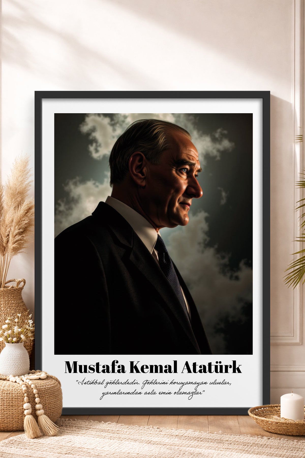 HOMEPACK Ahşap Çerçeveli Tablo Çerçeveli Poster Sanatsal Modern Duvar Dekoru TK-10815