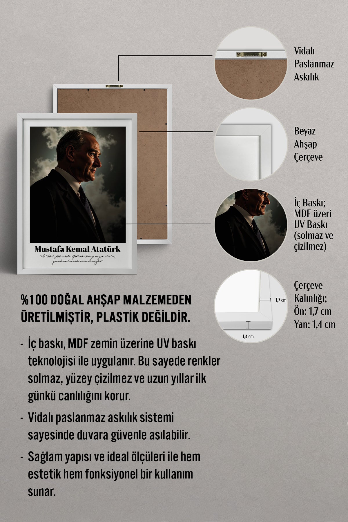 HOMEPACK Ahşap Çerçeveli Tablo Çerçeveli Poster Sanatsal Modern Duvar Dekoru TK-10815