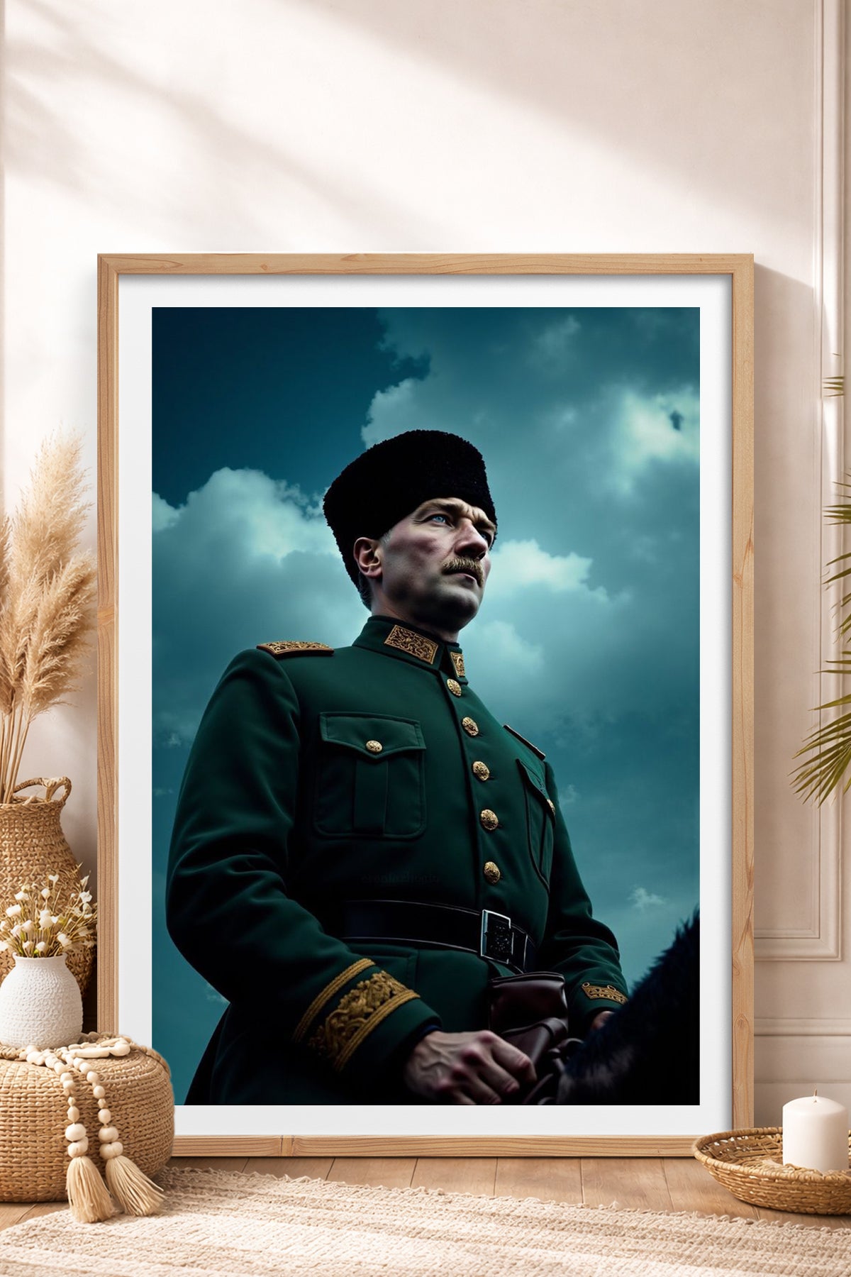 HOMEPACK Ahşap Çerçeveli Tablo Çerçeveli Poster Sanatsal Modern Duvar Dekoru TK-10816