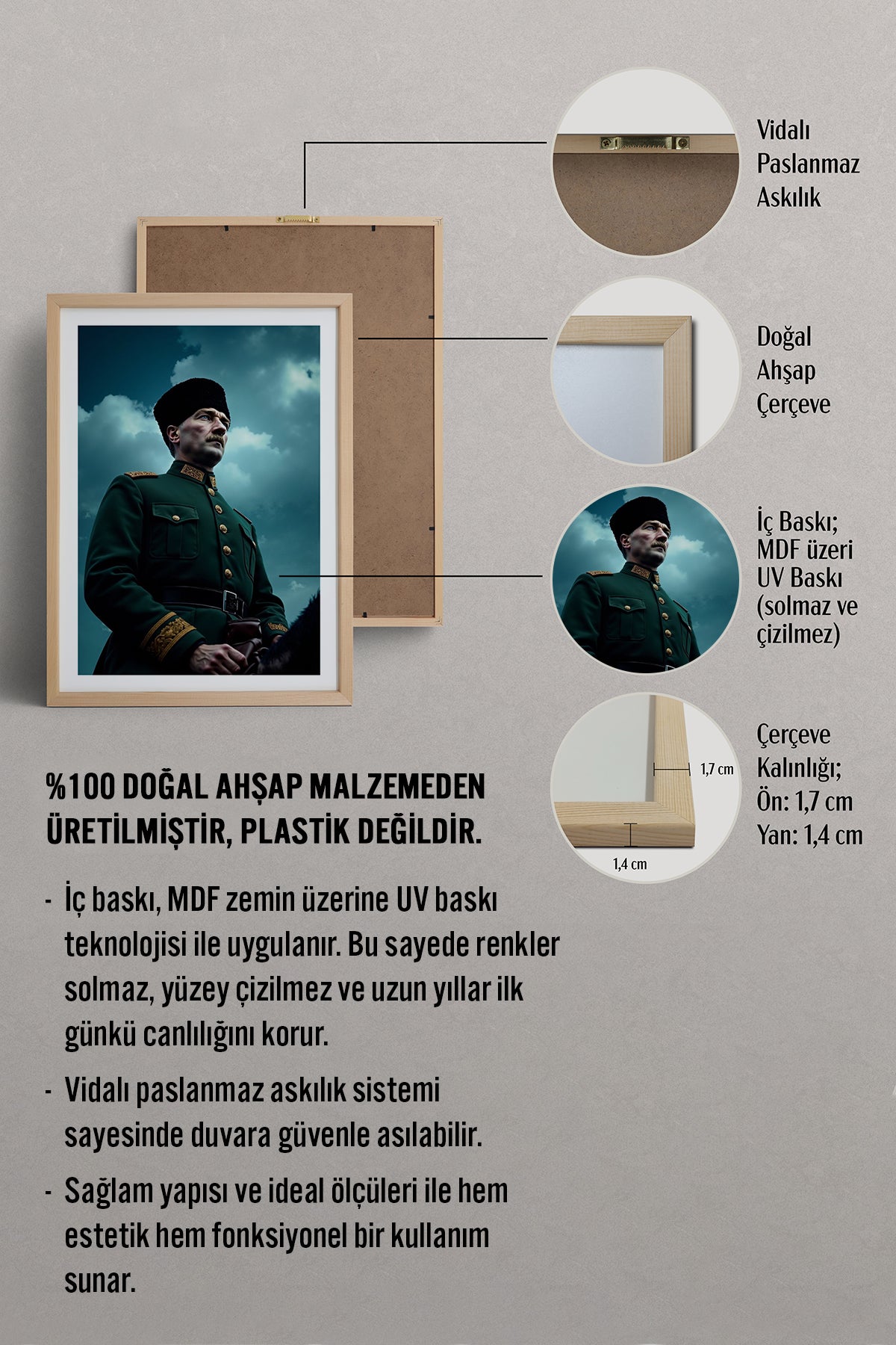 HOMEPACK Ahşap Çerçeveli Tablo Çerçeveli Poster Sanatsal Modern Duvar Dekoru TK-10816
