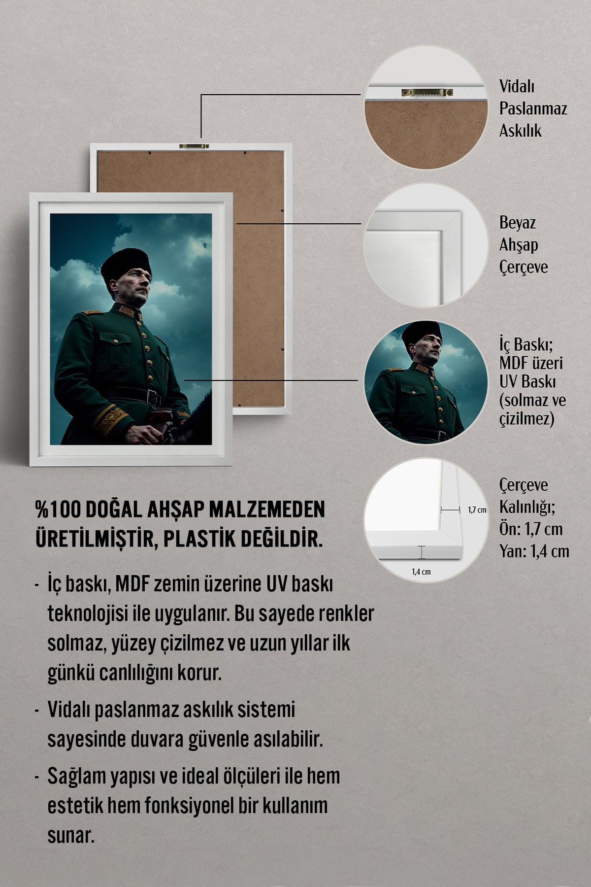 HOMEPACK Ahşap Çerçeveli Tablo Çerçeveli Poster Sanatsal Modern Duvar Dekoru TK-10816