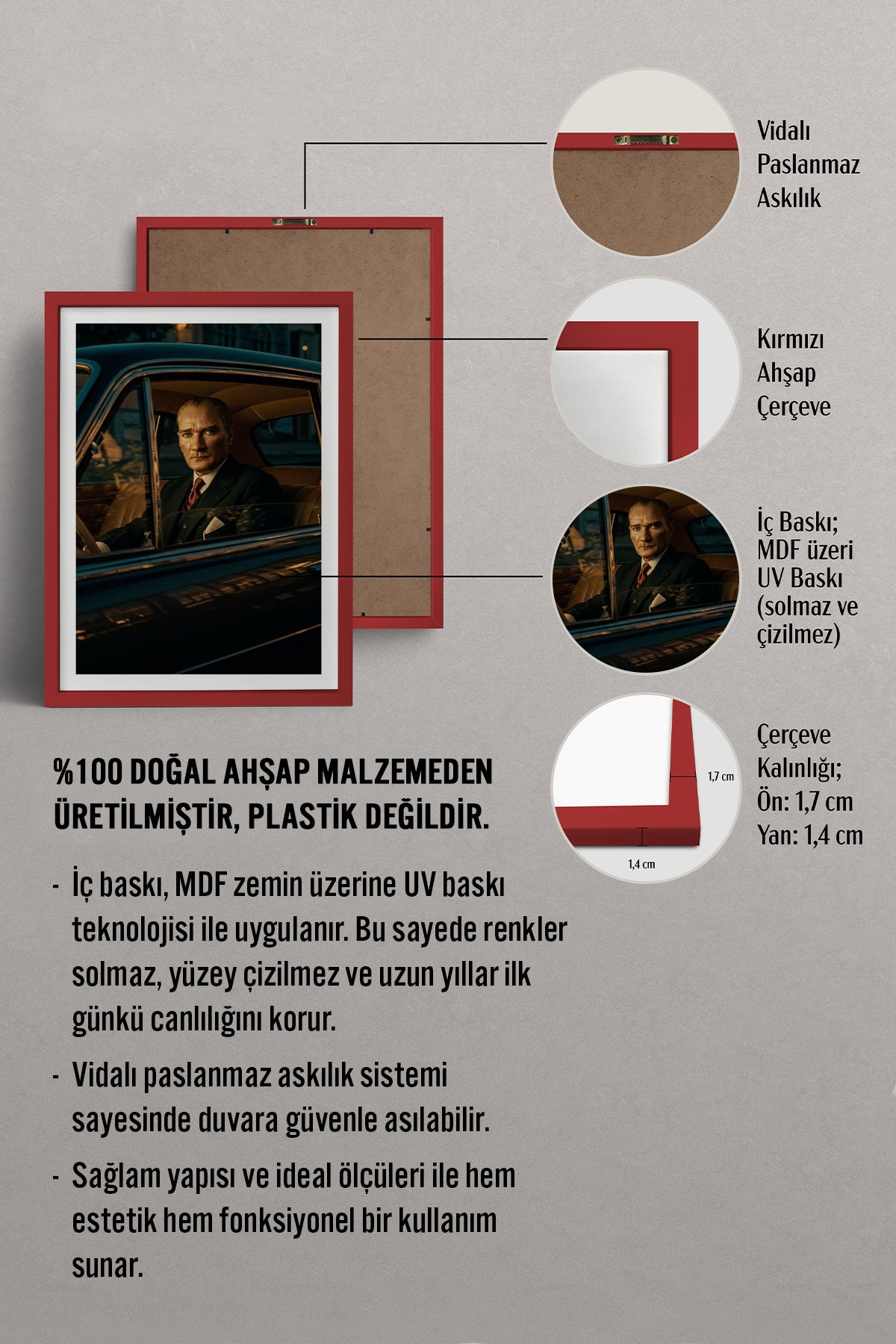 HOMEPACK Ahşap Çerçeveli Tablo Çerçeveli Poster Sanatsal Modern Duvar Dekoru TK-10817