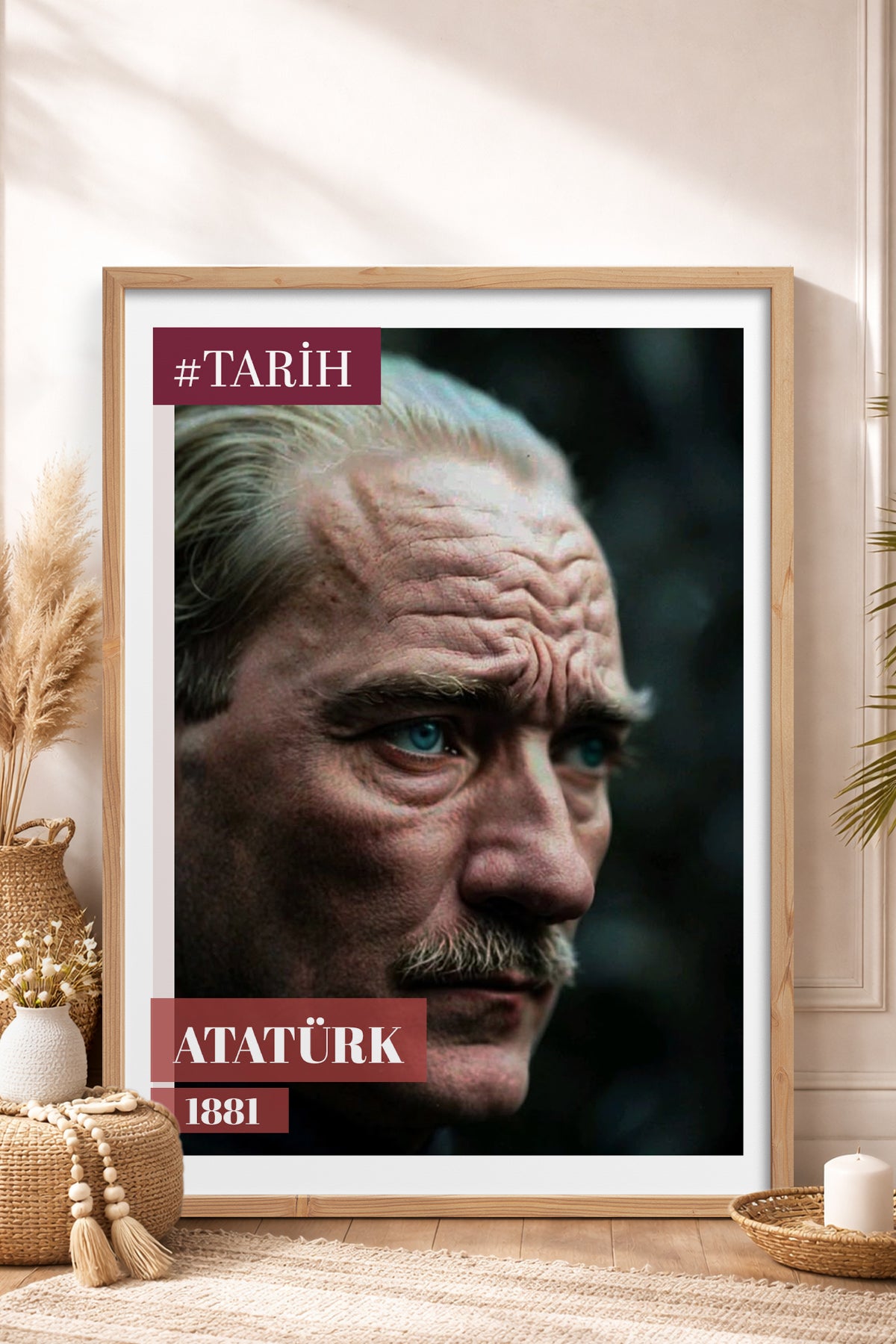 HOMEPACK Ahşap Çerçeveli Tablo Çerçeveli Poster Sanatsal Modern Duvar Dekoru TK-10818