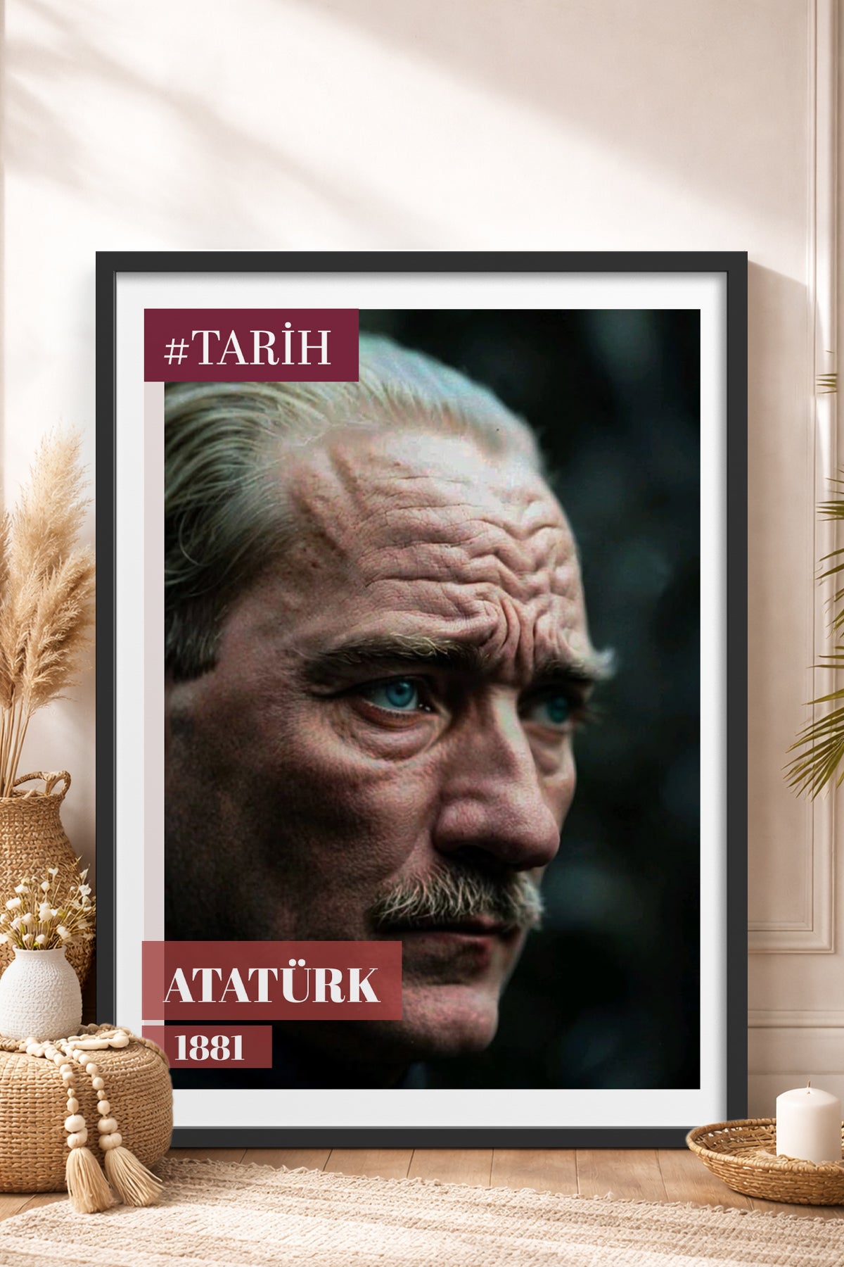 HOMEPACK Ahşap Çerçeveli Tablo Çerçeveli Poster Sanatsal Modern Duvar Dekoru TK-10818